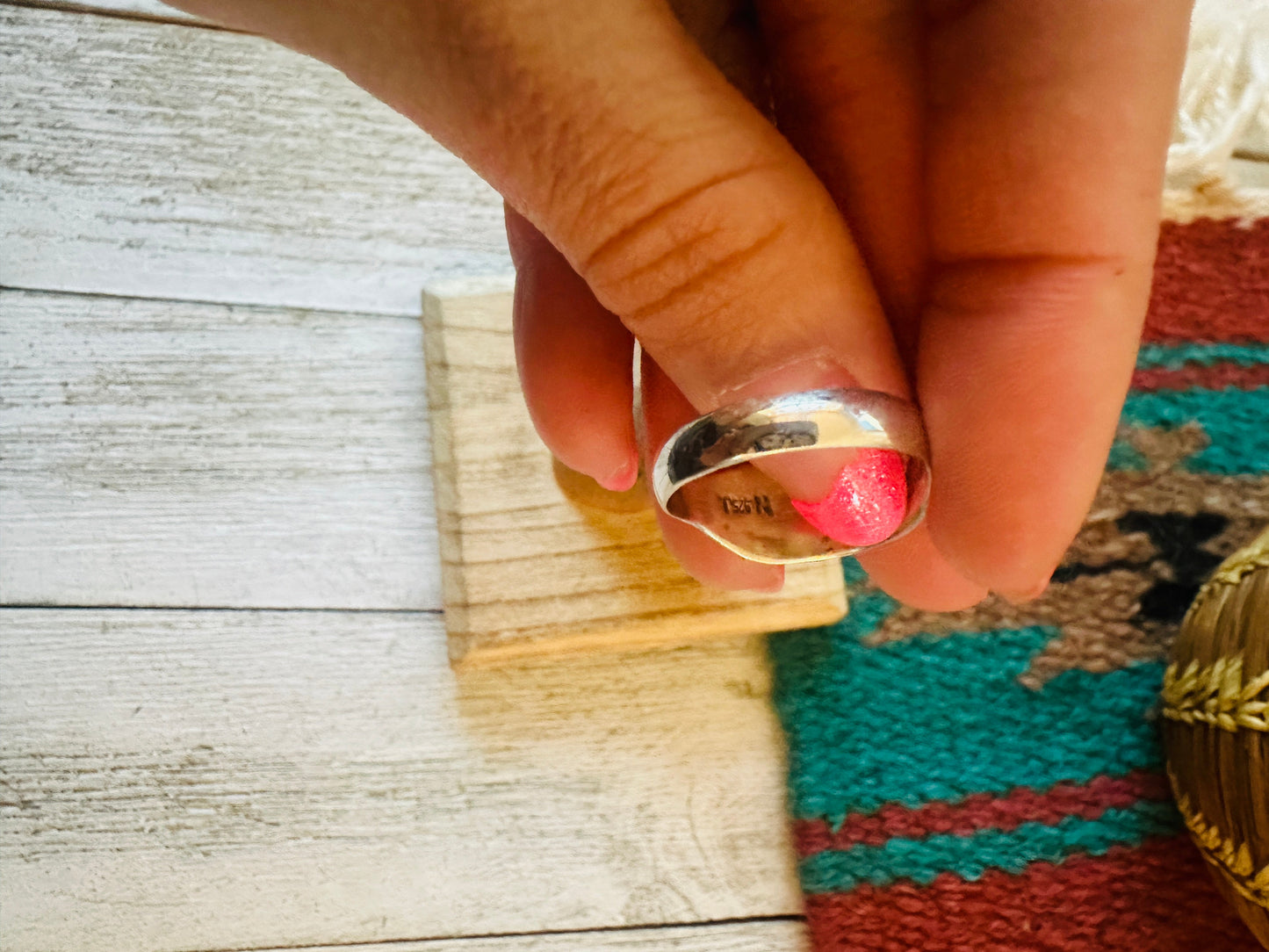 Handcrafted Sterling Silver & Opal Inlay Band Ring