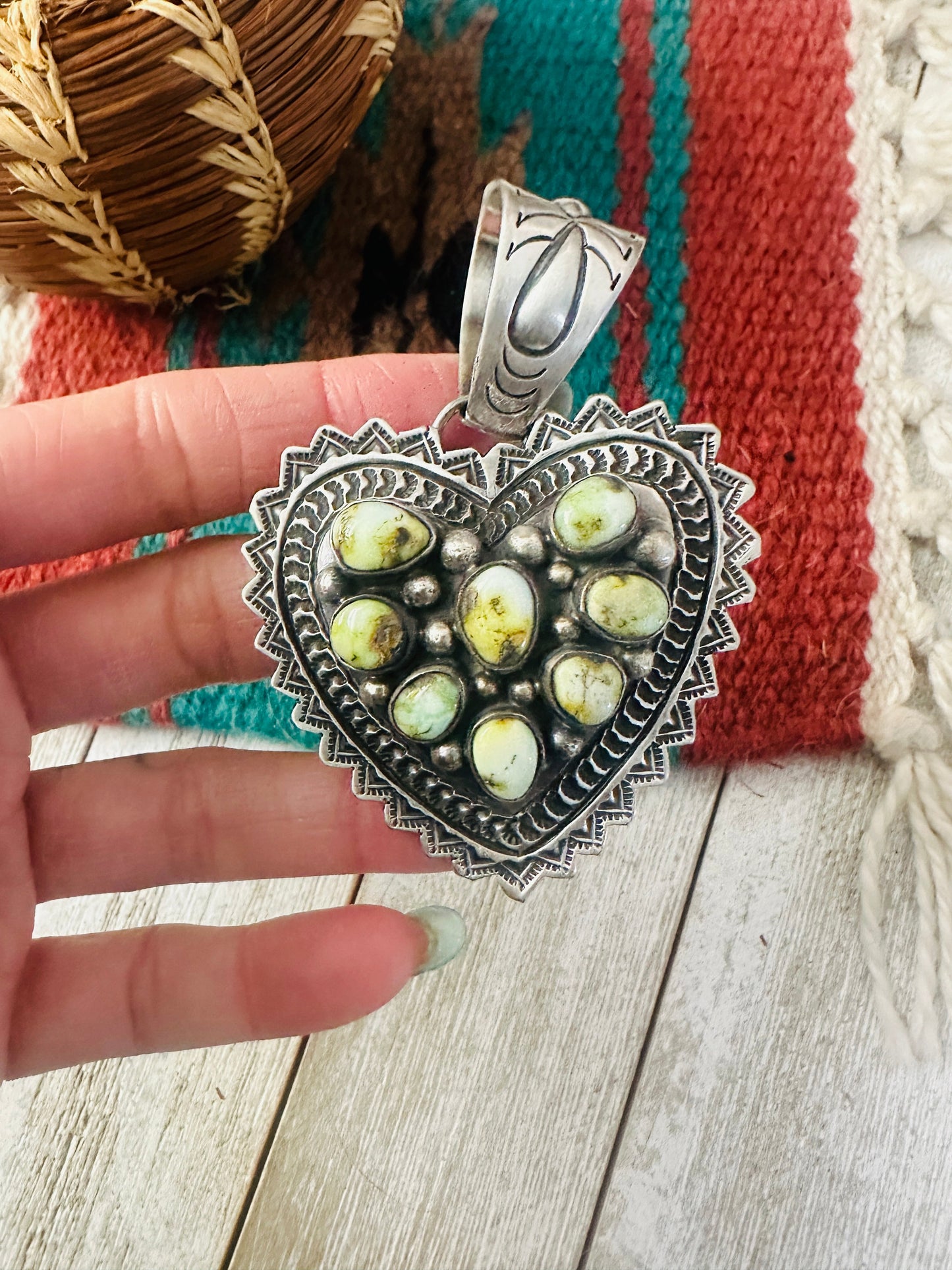Handcrafted Palomino Turquoise & Sterling Silver Heart Pendant