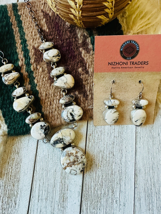 Handcrafted Sterling Silver & White Buffalo Necklace Set by Ella Peter