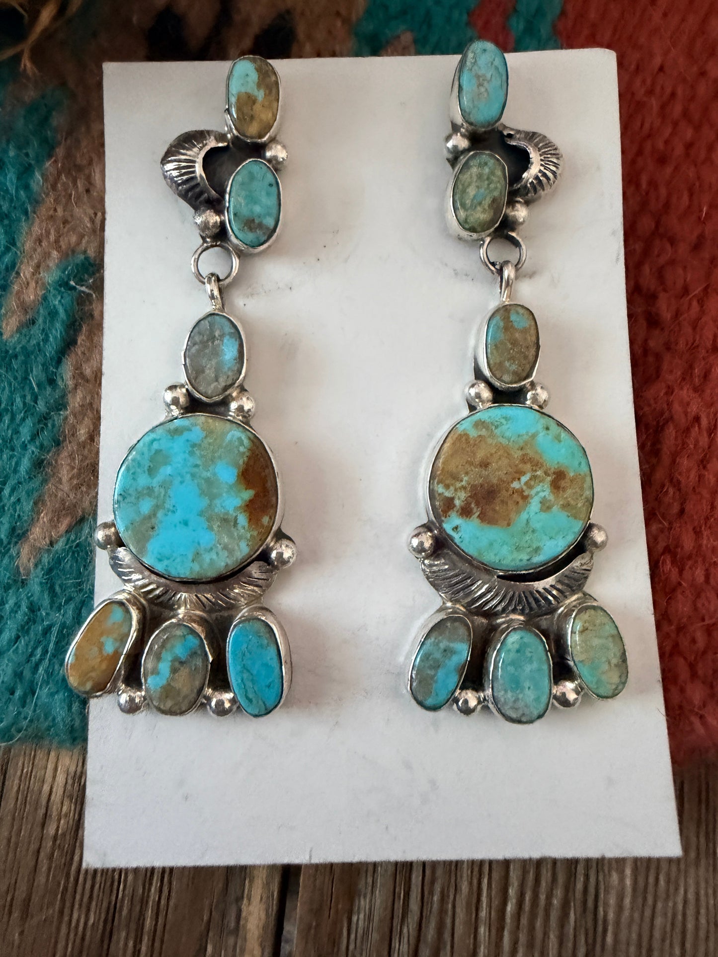 Handcrafted Royston Turquoise And Sterling Silver Dangle Earrings by Jacqueline Silver