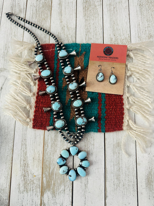 Handcrafted Golden Hills Turquoise & Sterling Silver Necklace Set
