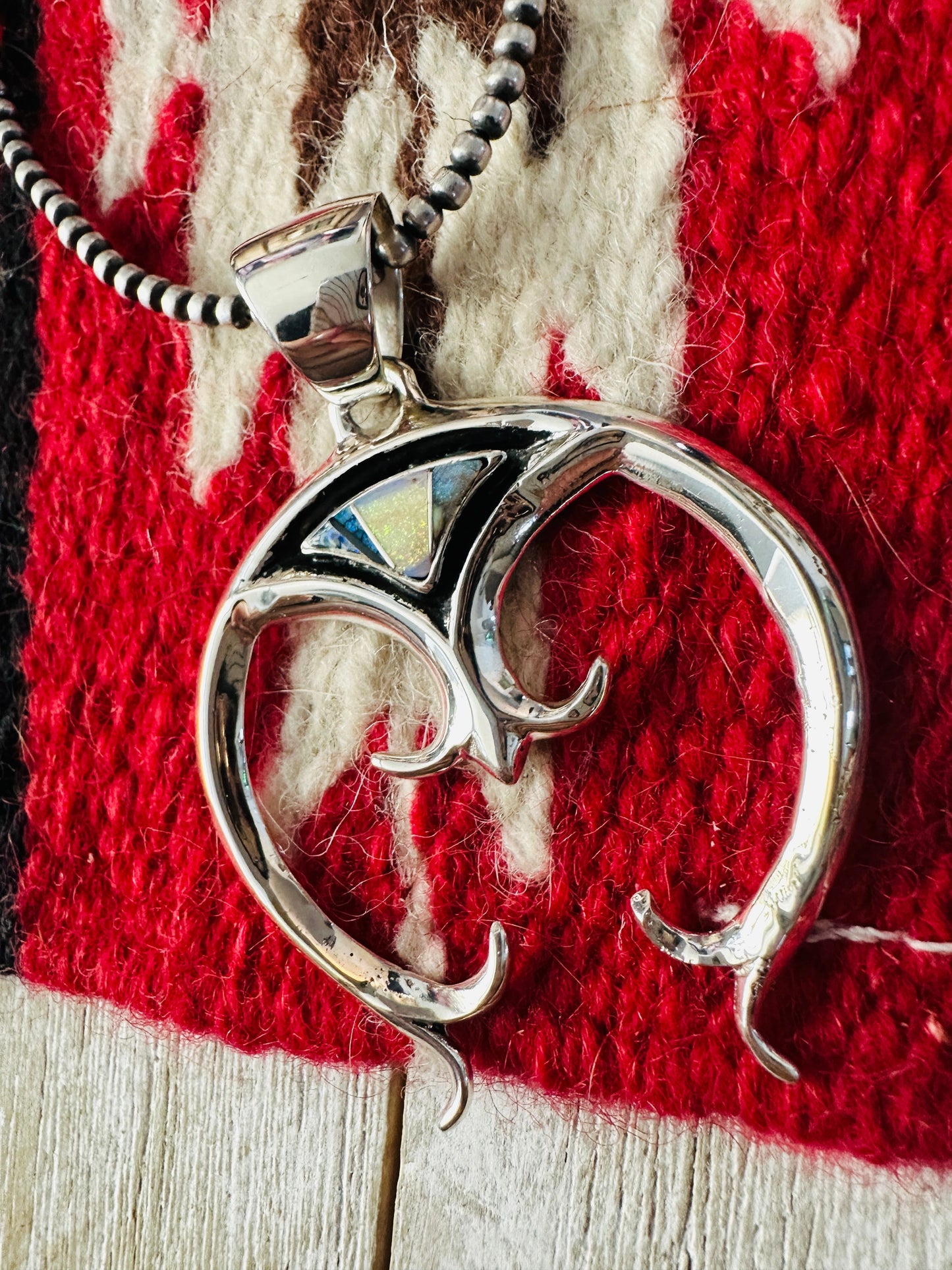 Handcrafted Sterling Silver & Opal Inlay Naja Pendant