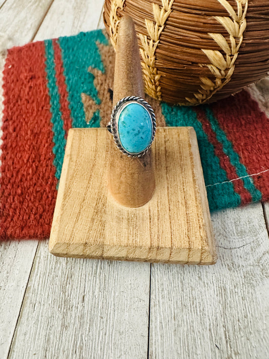 Handcrafted Turquoise & Sterling Silver Ring Size 5