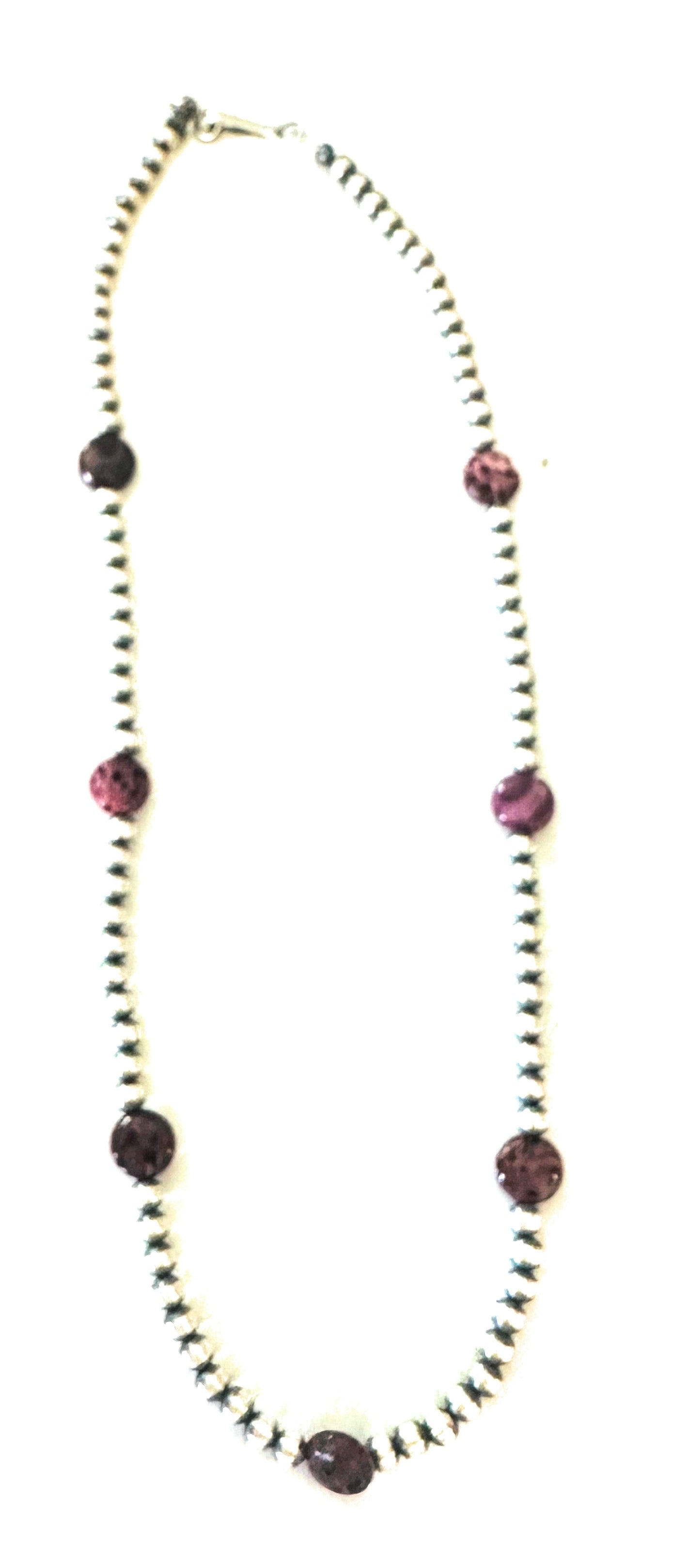 Handcrafted Purple Spiny & Sterling Silver Pearl Beaded 18” Necklace