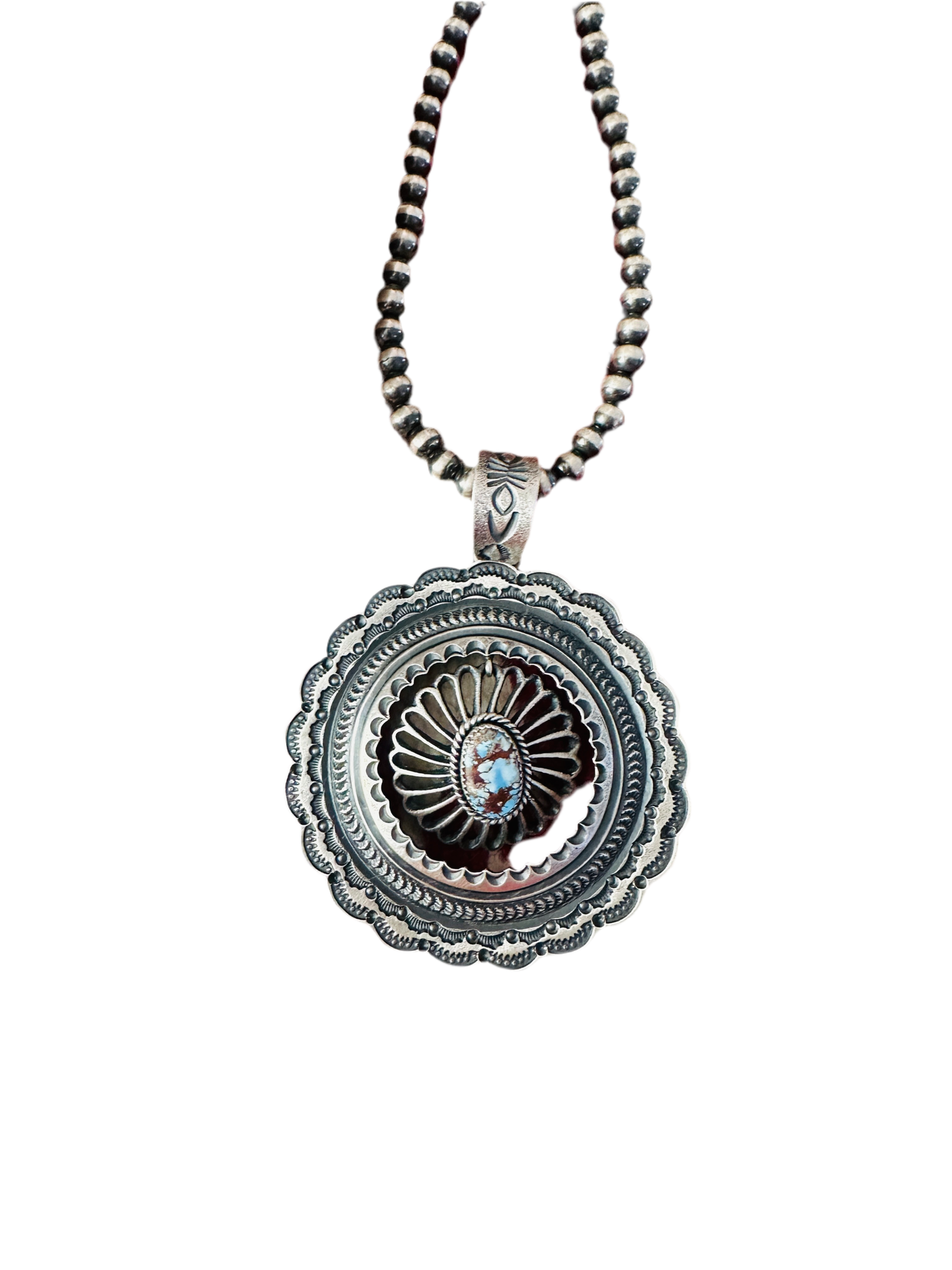 Handcrafted Sterling Silver & Golden Hills Turquoise Pendant by Kevin Billah