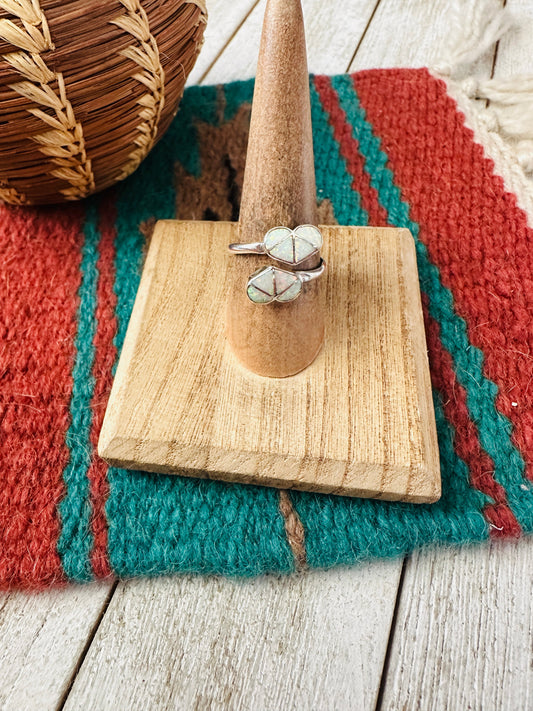 Handcrafted Sterling Silver & White Opal Heart Adjustable Ring