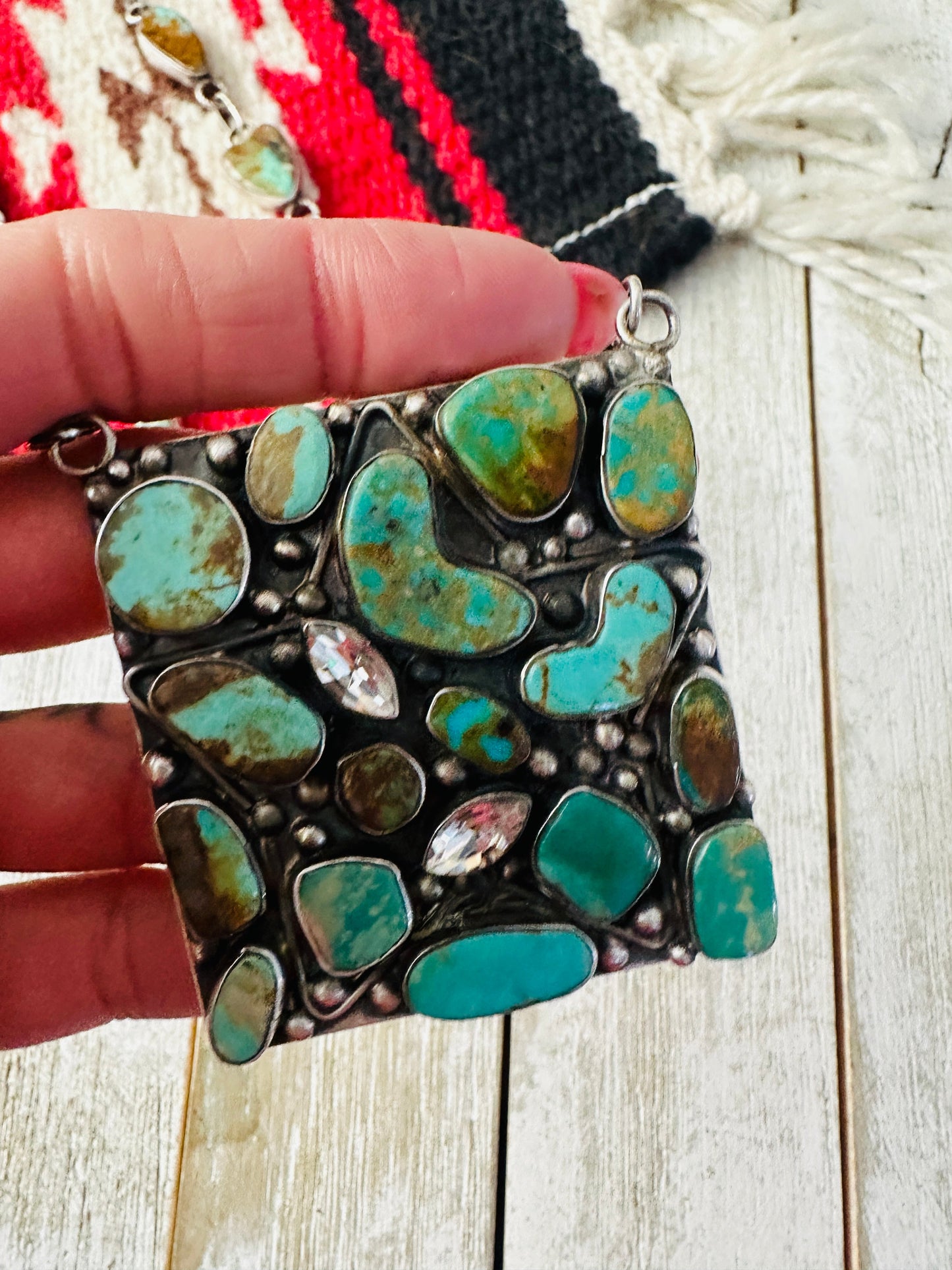 Handcrafted Sterling Silver & Royston Turquoise Necklace by Jacqueline Silver
