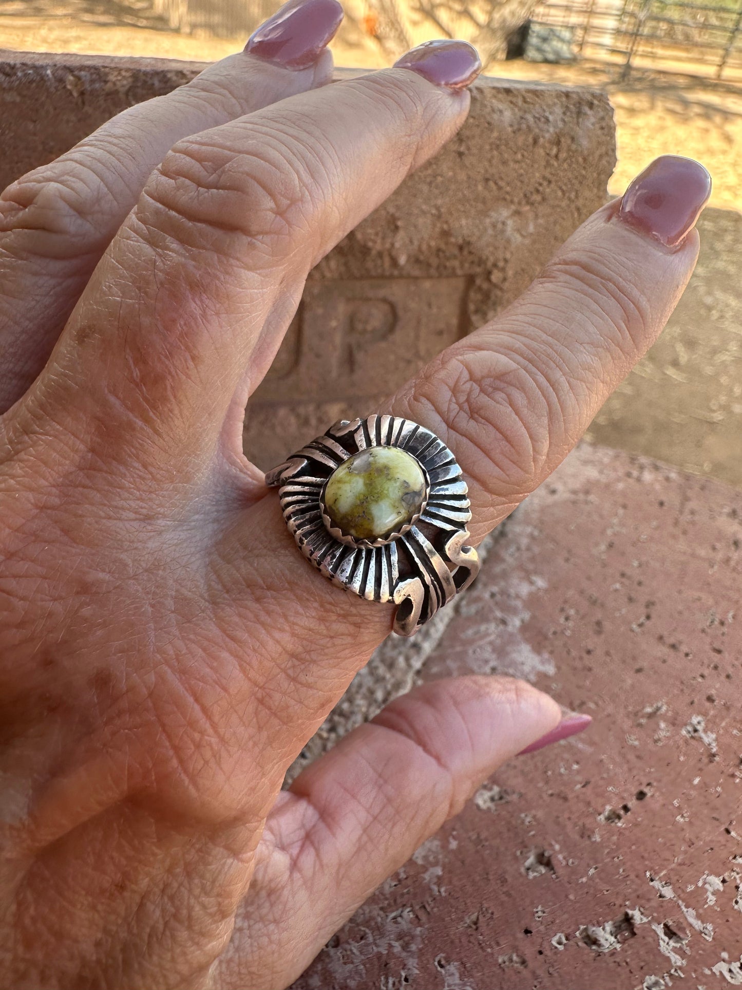 Handcrafted Russell Sam Sterling Silver & Palomino Diablo Turquoise Rings