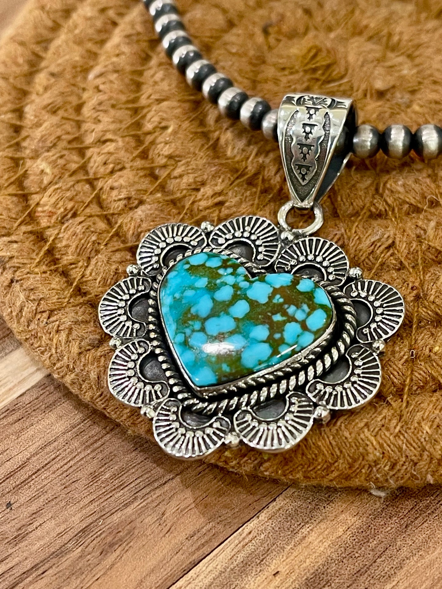Handcrafted Sterling Silver & Number 8 Turquoise Pendant