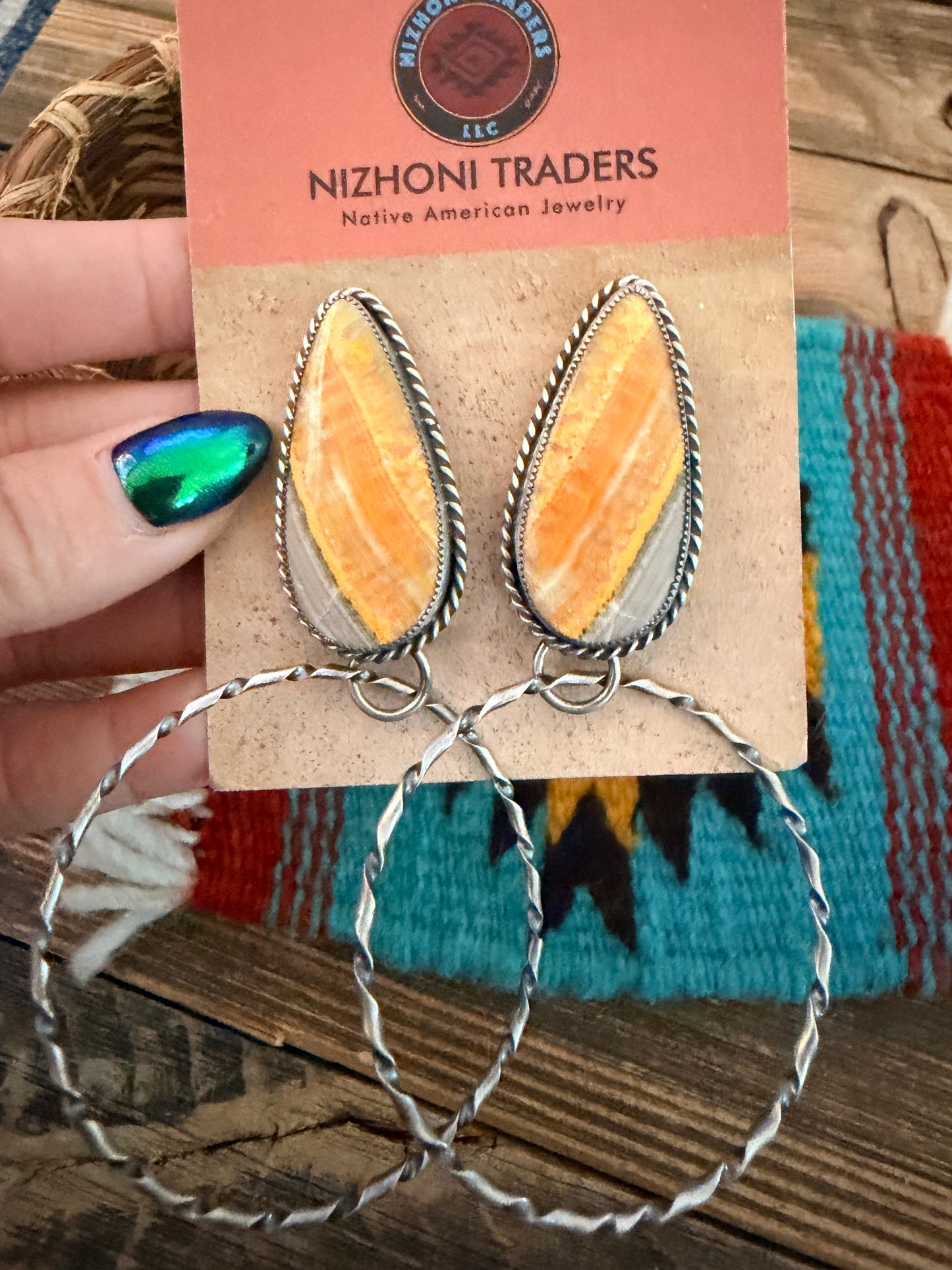 Handcrafted Bumblebee & Sterling Silver Hoop Dangle Earrings