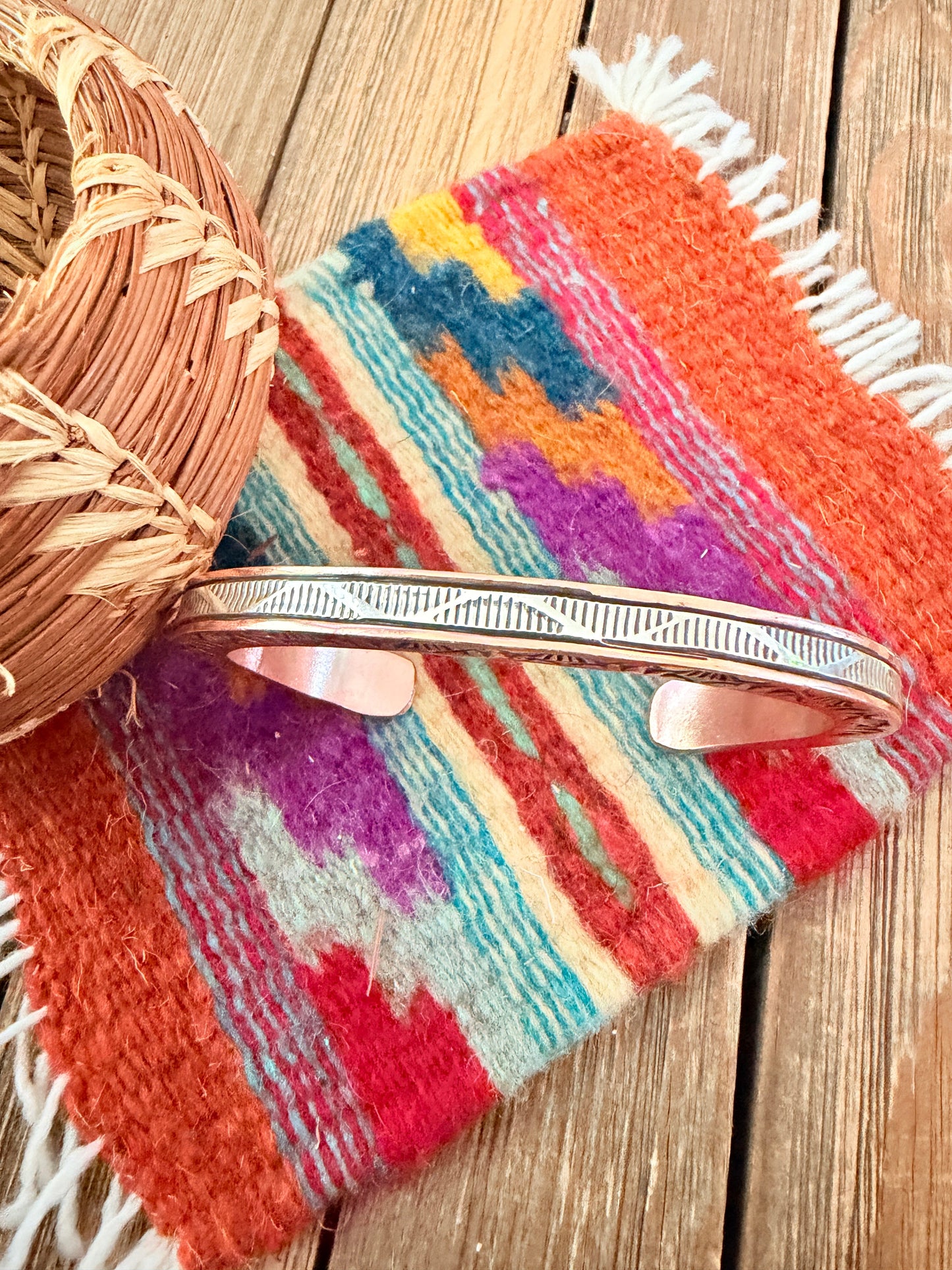 Handcrafted Copper & Sterling Silver Cuff Bracelet by Wylie Secatero