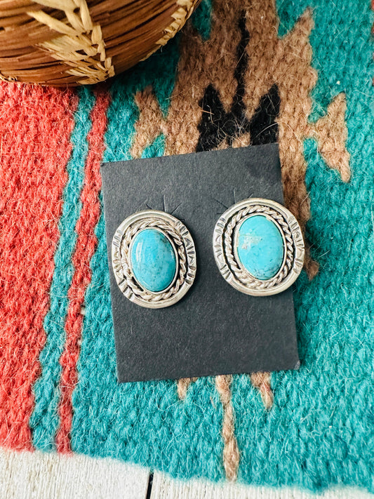 Handcrafted Turquoise & Sterling Silver Post Earrings