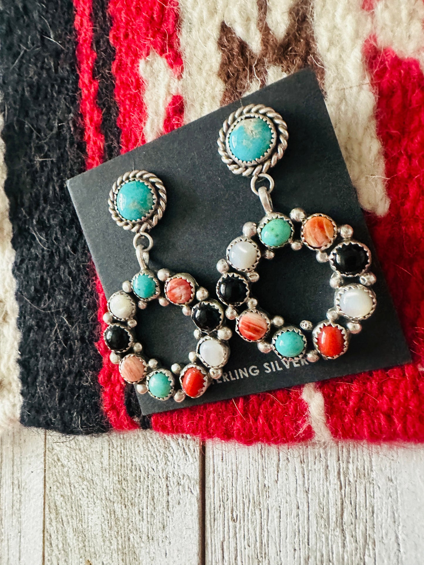 Handcrafted Sterling Silver & Multi Stone Dangle Earrings