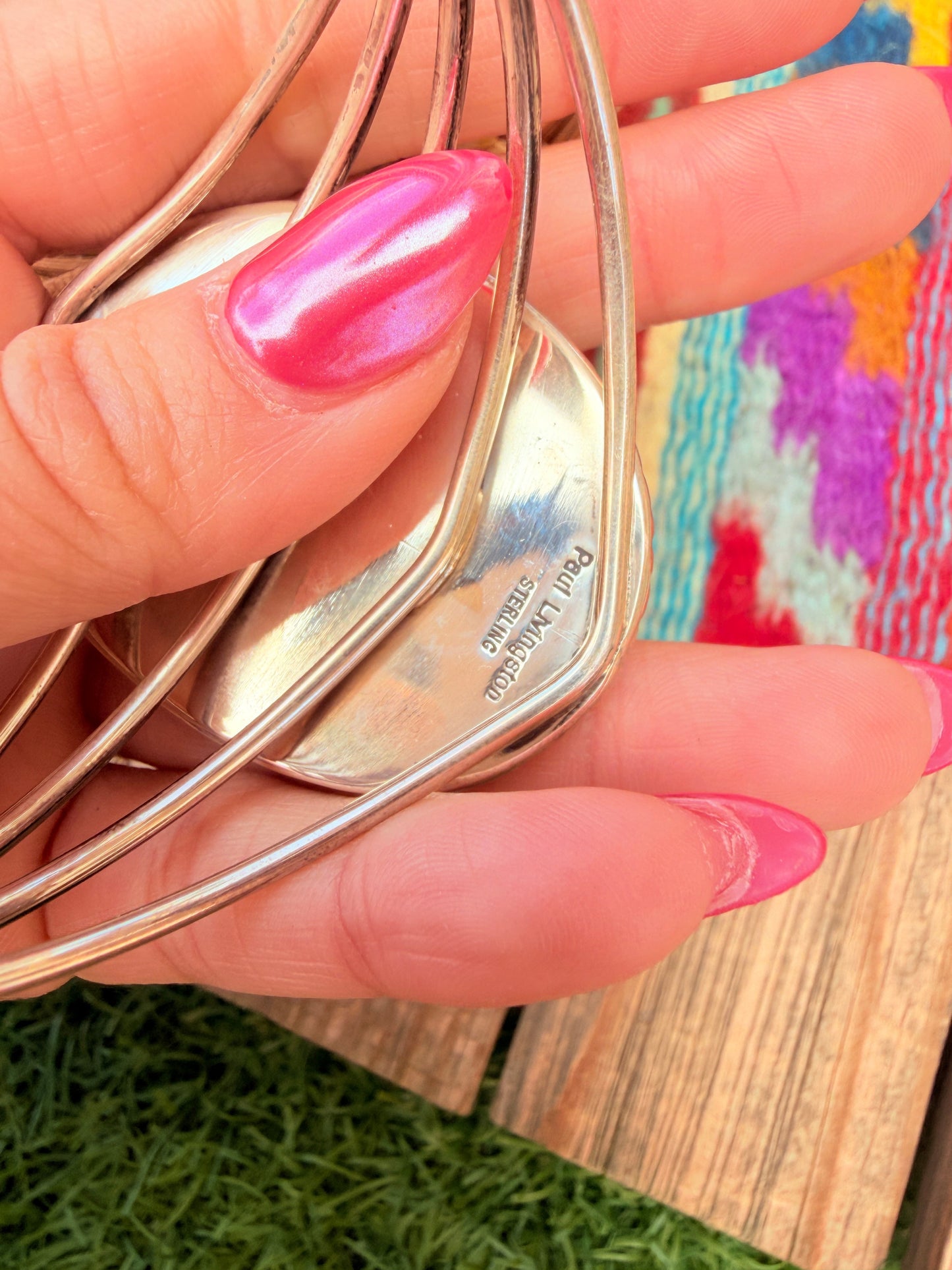 Handcrafted Sterling Silver & Kingman Web Turquoise Cuff Bracelet by Paul Livingston