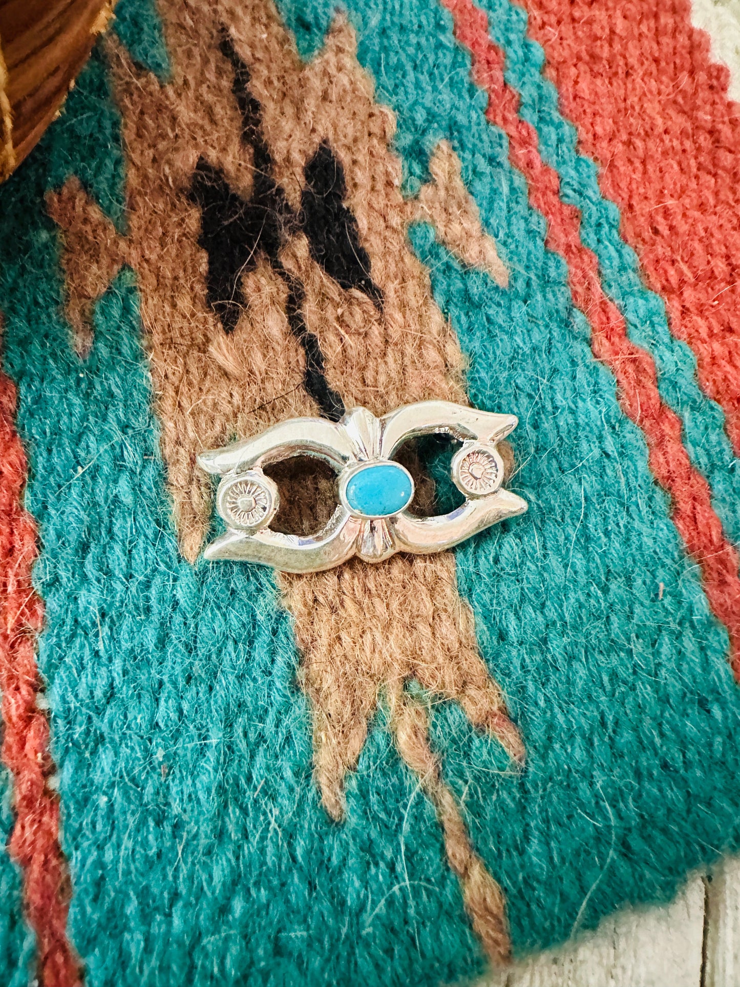 Handcrafted Turquoise & Sterling Silver Brooch