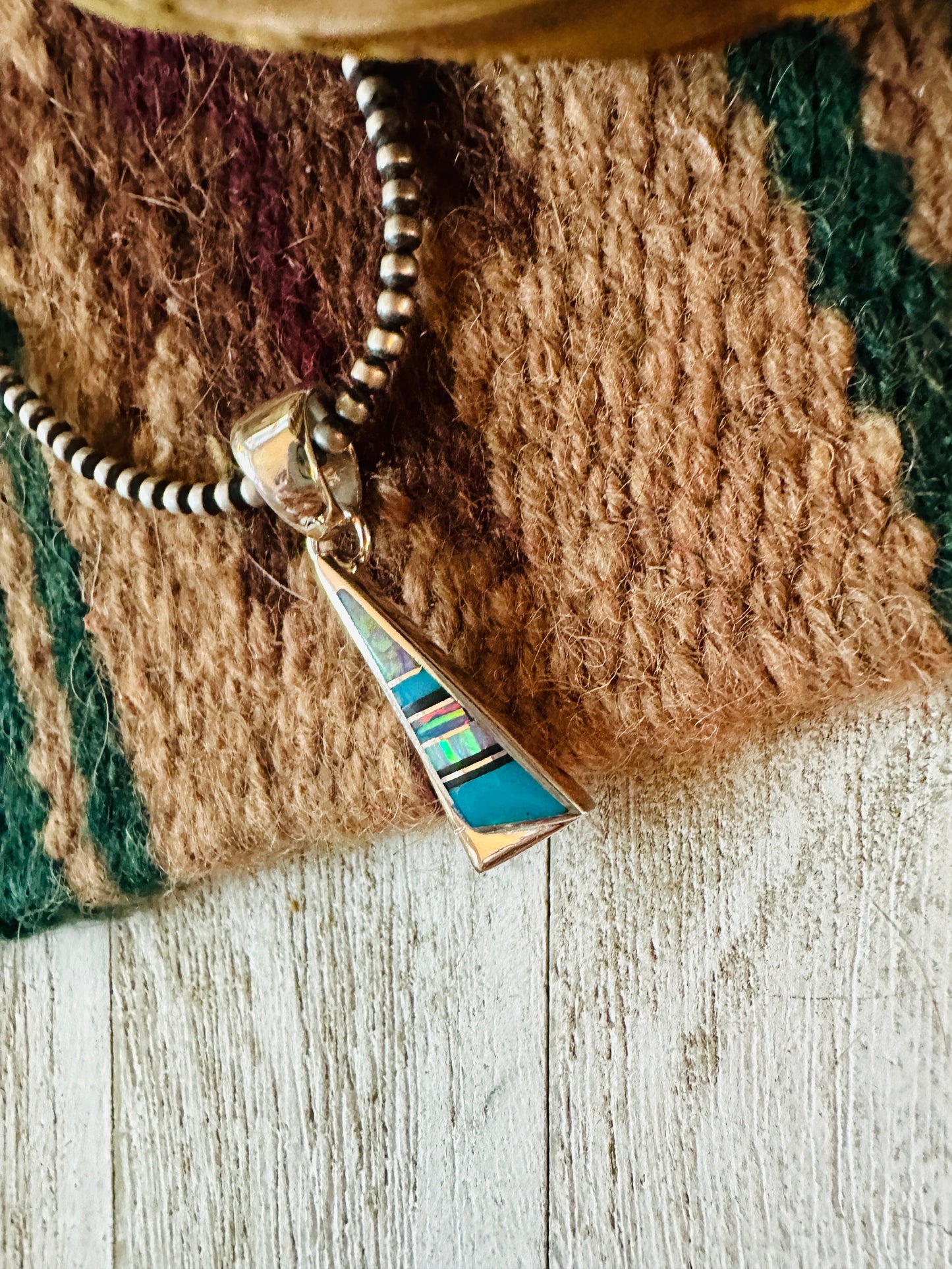 Handcrafted Multi Stone & Sterling Silver Inlay Pendant