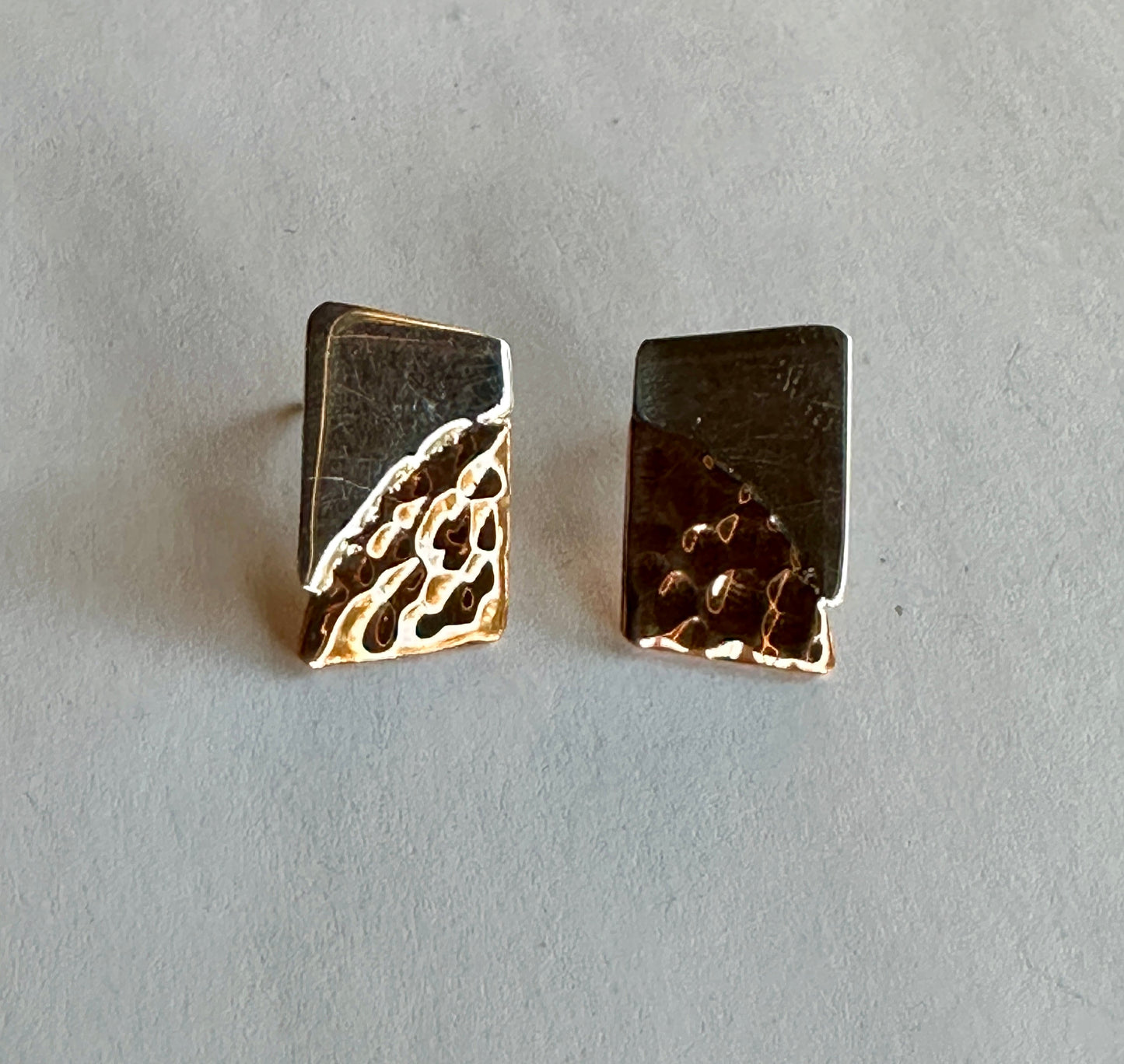 Silver & Copper Puzzle Earrings