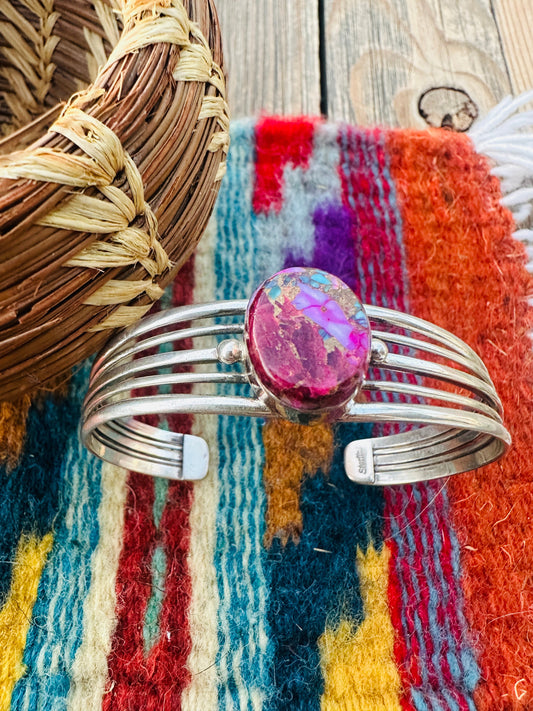 Handcrafted Pink Dream Mojave & Sterling Silver Cuff Bracelet