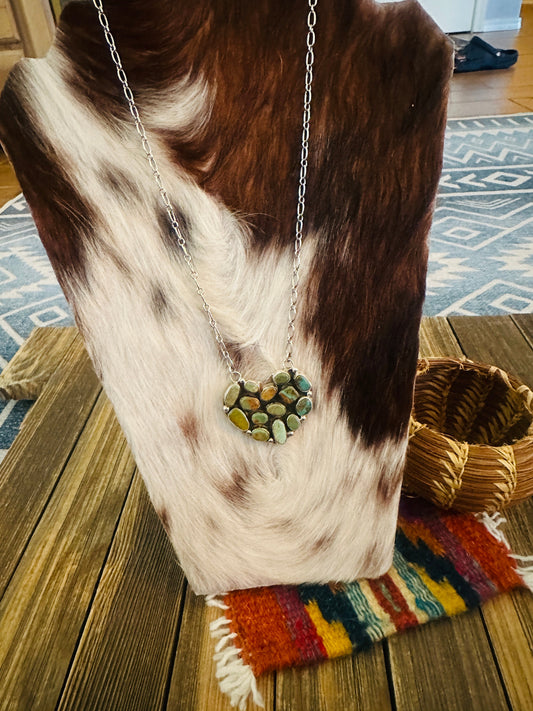 Handcrafted Turquoise & Sterling Silver Heart Necklace by Jacqueline Silver