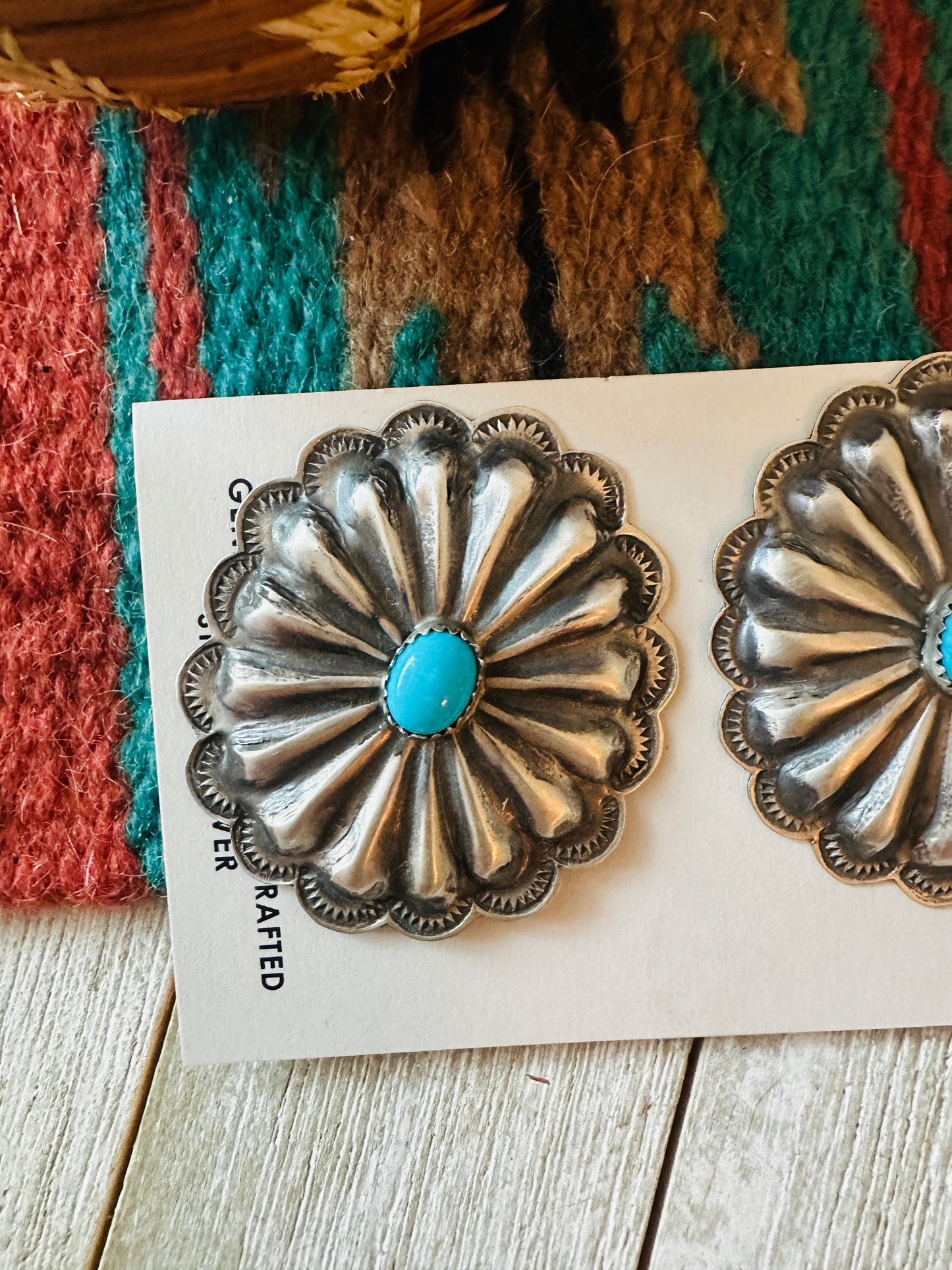 Handcrafted Sterling Silver & Turquoise Concho Post Earrings