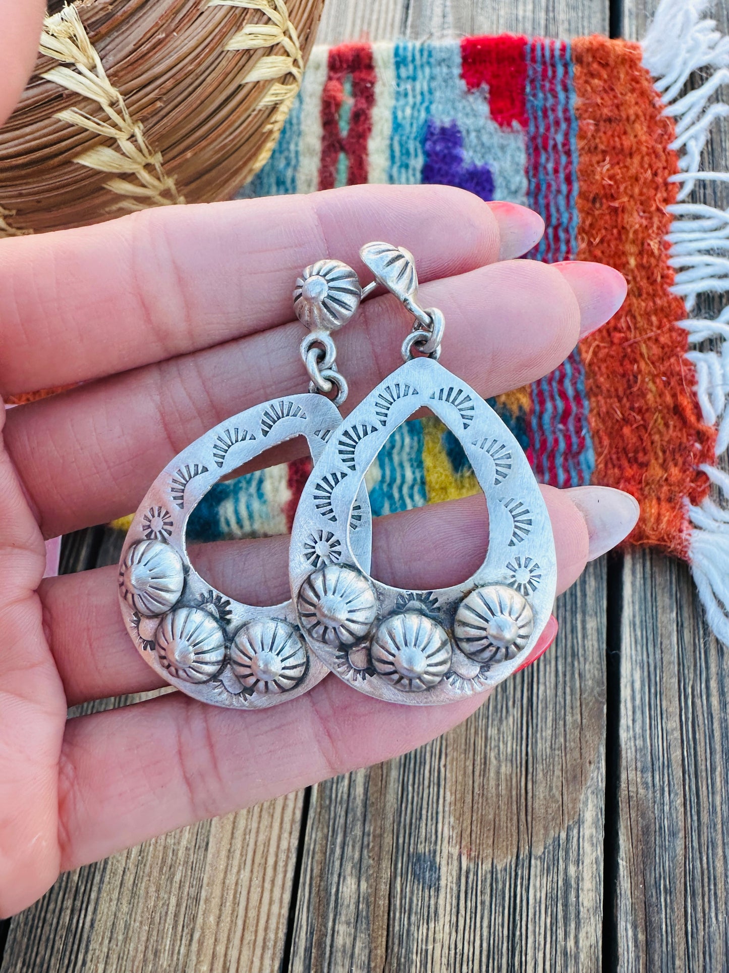 Handcrafted Sterling Silver Concho Dangle Earrings
