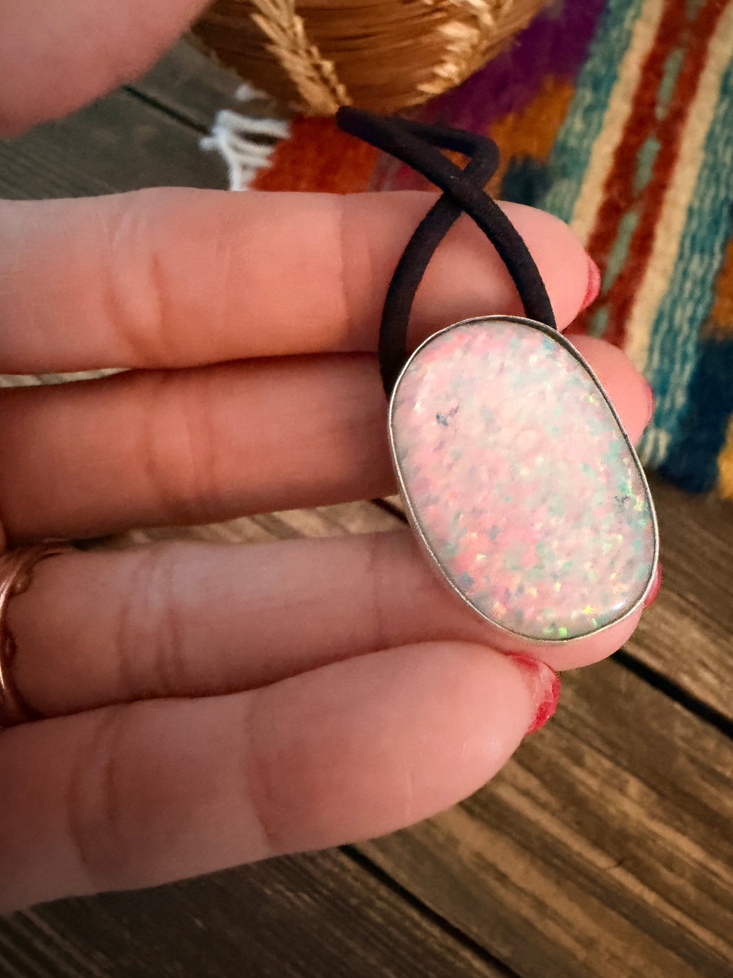 Handcrafted Opal & Sterling Silver Hair Tie Charm