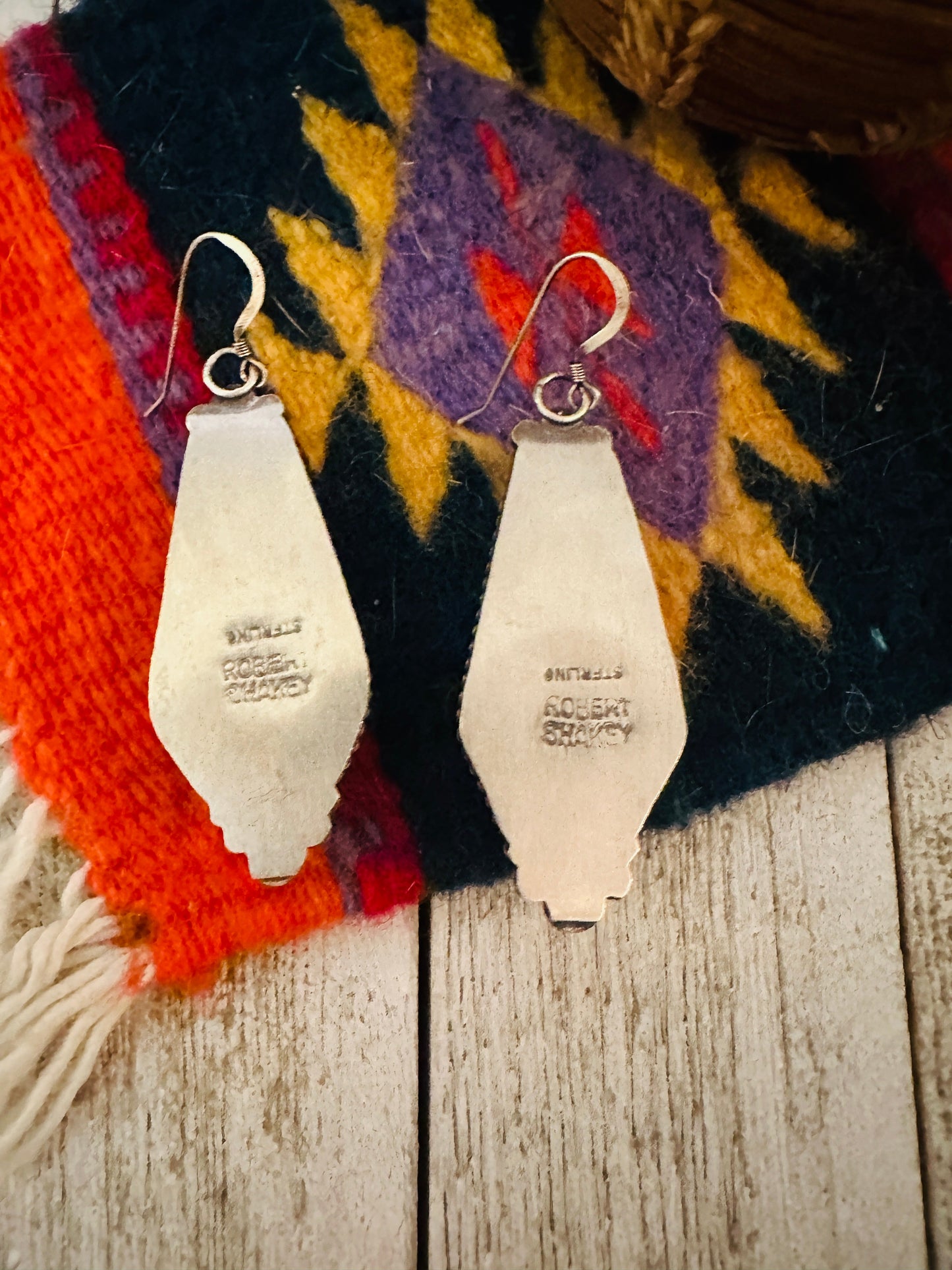 Handcrafted Number 8 Turquoise And Sterling Silver Dangle Earrings