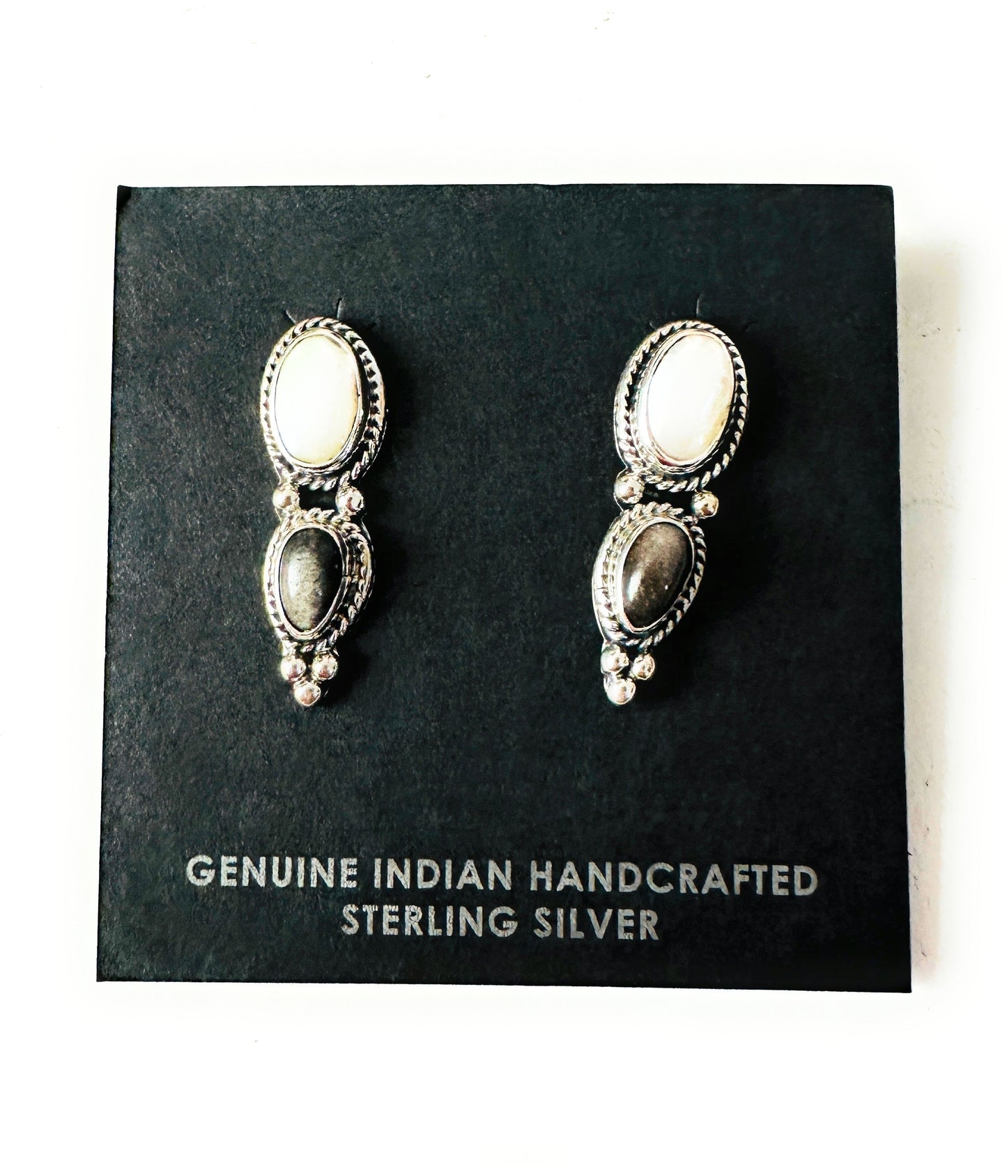 Handcrafted Sterling Silver, Pearl & Hematite Post Earrings