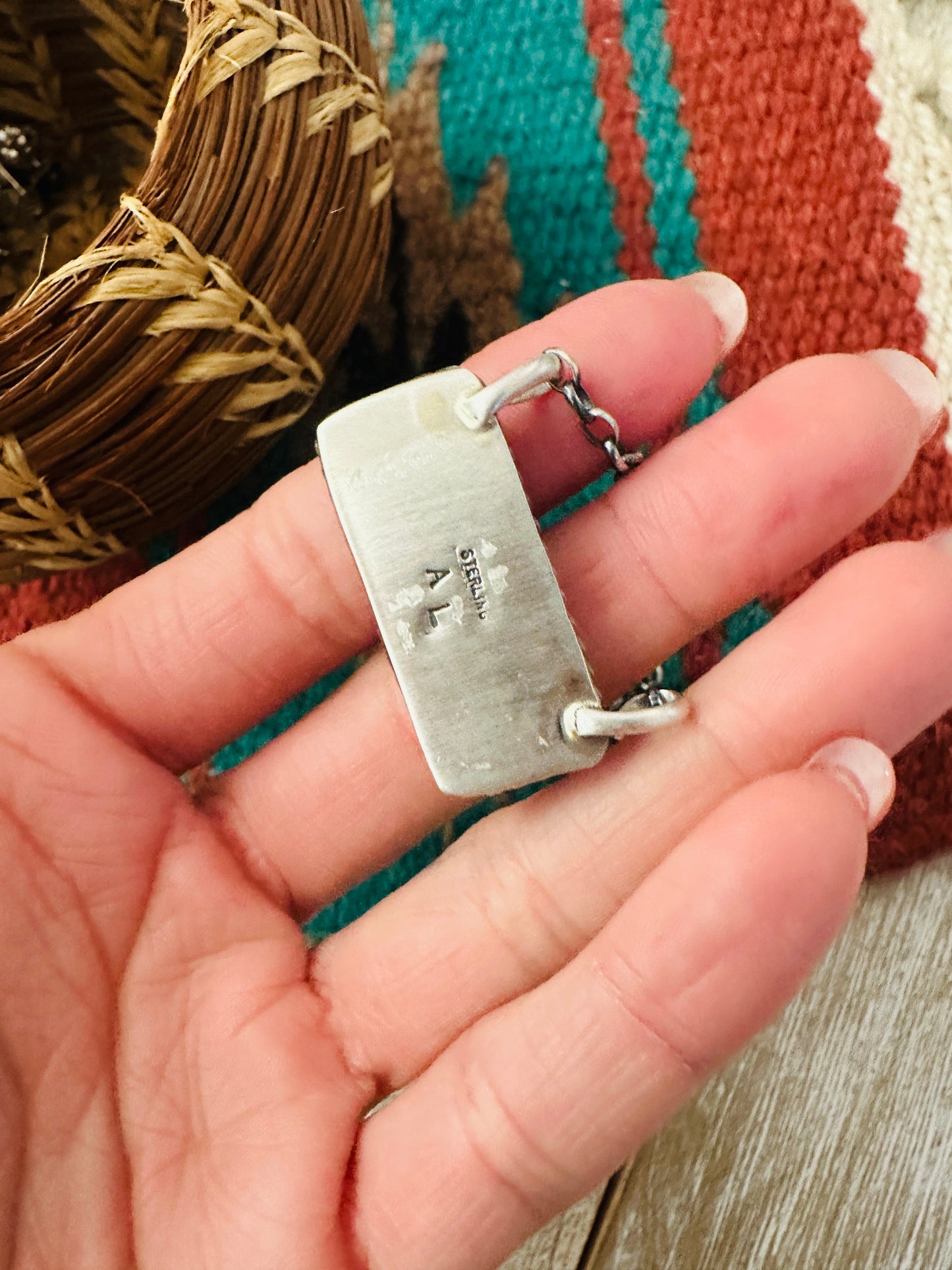Handcrafted Rose Dahlia & Sterling Silver Bar Necklace