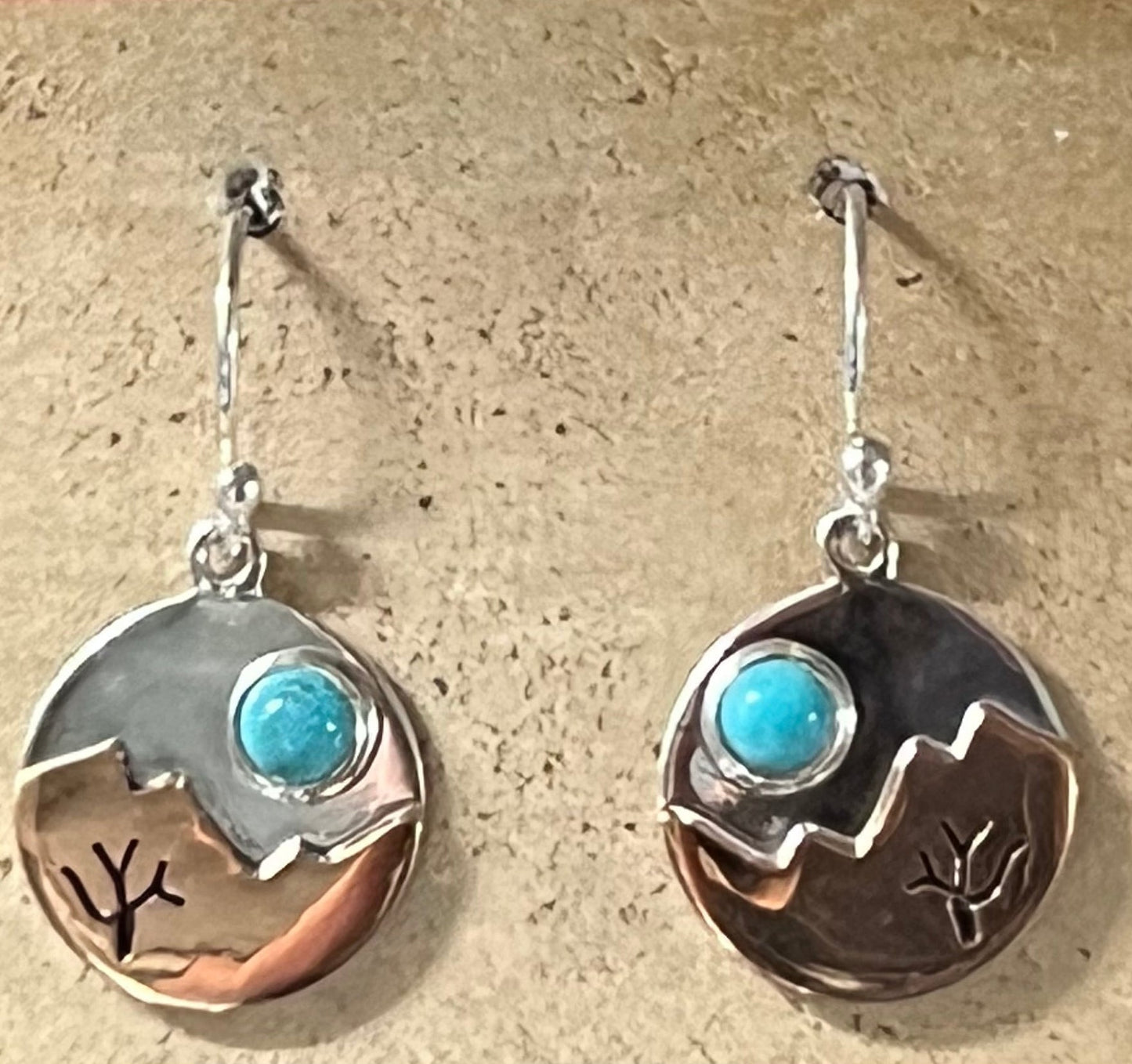 Copper Sunrise Sterling Silver Turquoise Earrings