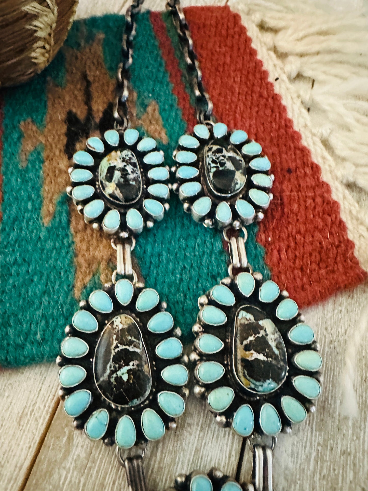 Handcrafted Sterling Silver & Turquoise Cluster Necklace by Bob Becenti