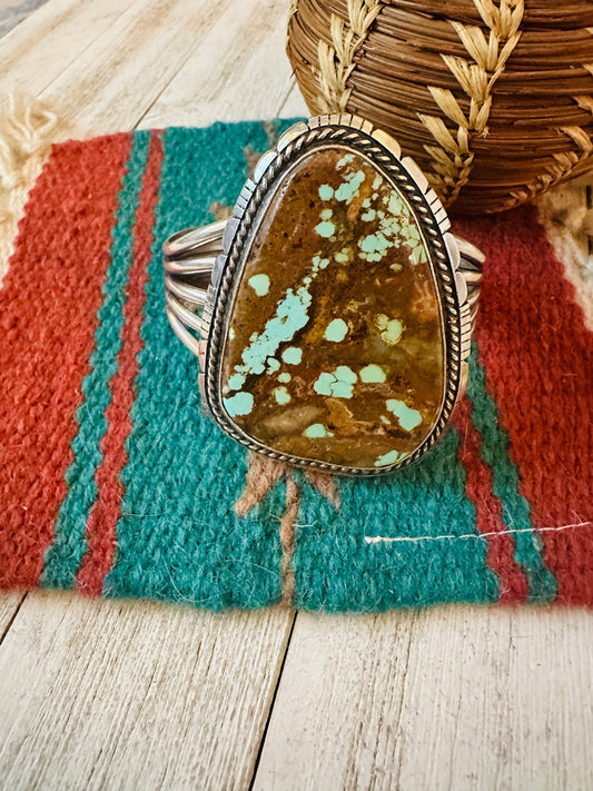 Handcrafted Sterling Silver & Number 8 Turquoise Cuff Bracelet