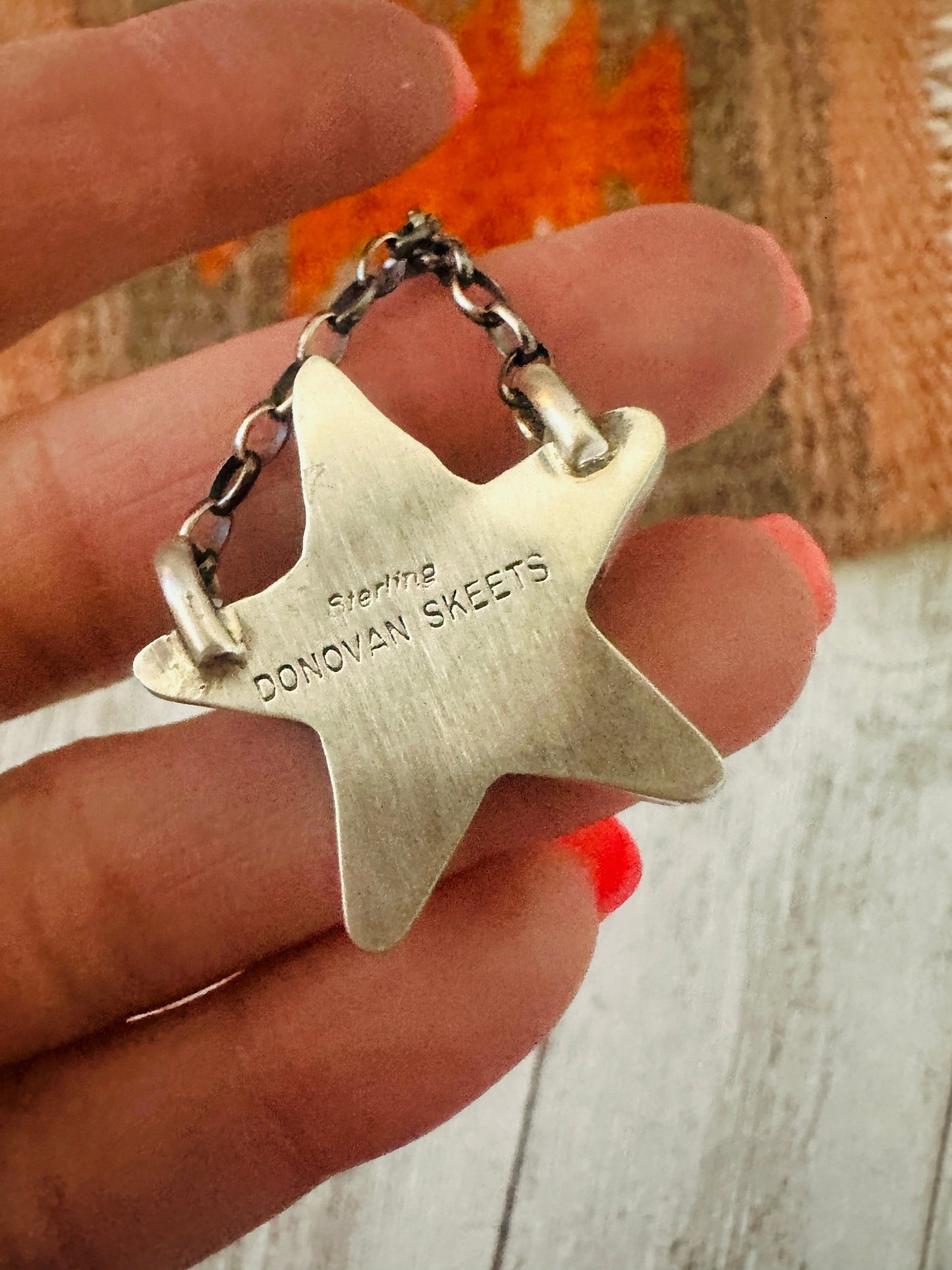 Handcrafted Sterling Silver & Turquoise Star Necklace- Blue