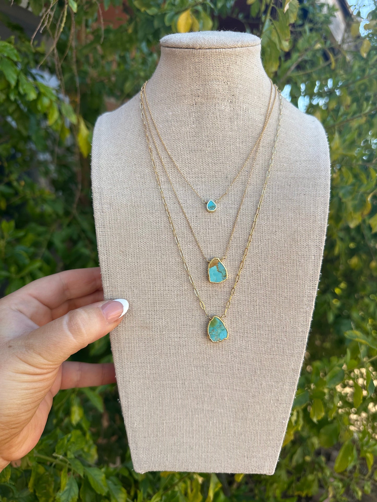 “The Golden Collection” Elemental Force Handmade Natural Turquoise 14k Gold Plated Necklace