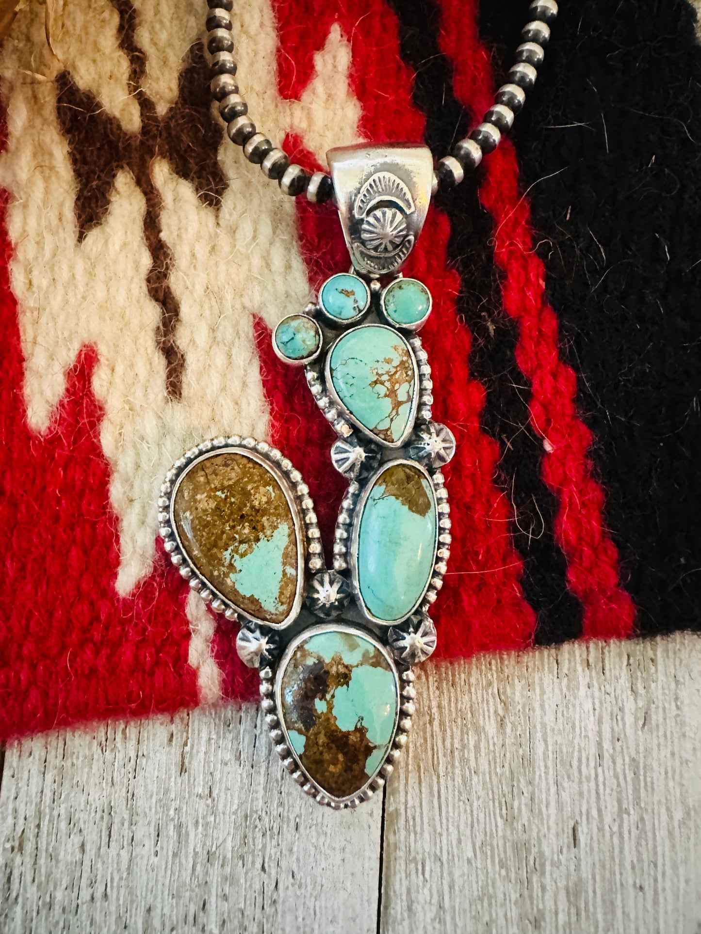 Handcrafted Sterling Silver & Turquoise Cactus Pendant