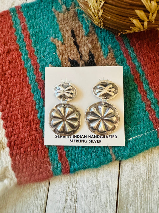 Handcrafted Sterling Silver Concho Dangle Earrings