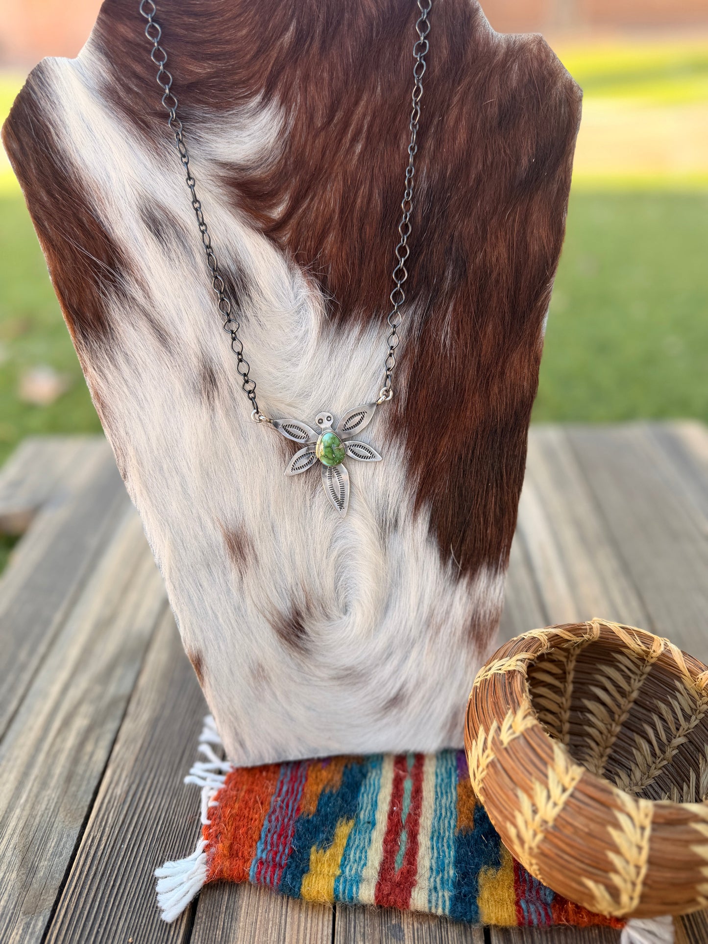 Handcrafted Sonoran Mountain Turquoise & Sterling Silver Dragonfly Necklace