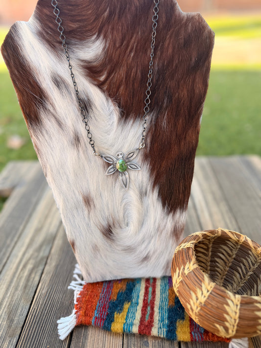 Handcrafted Sonoran Mountain Turquoise & Sterling Silver Dragonfly Necklace
