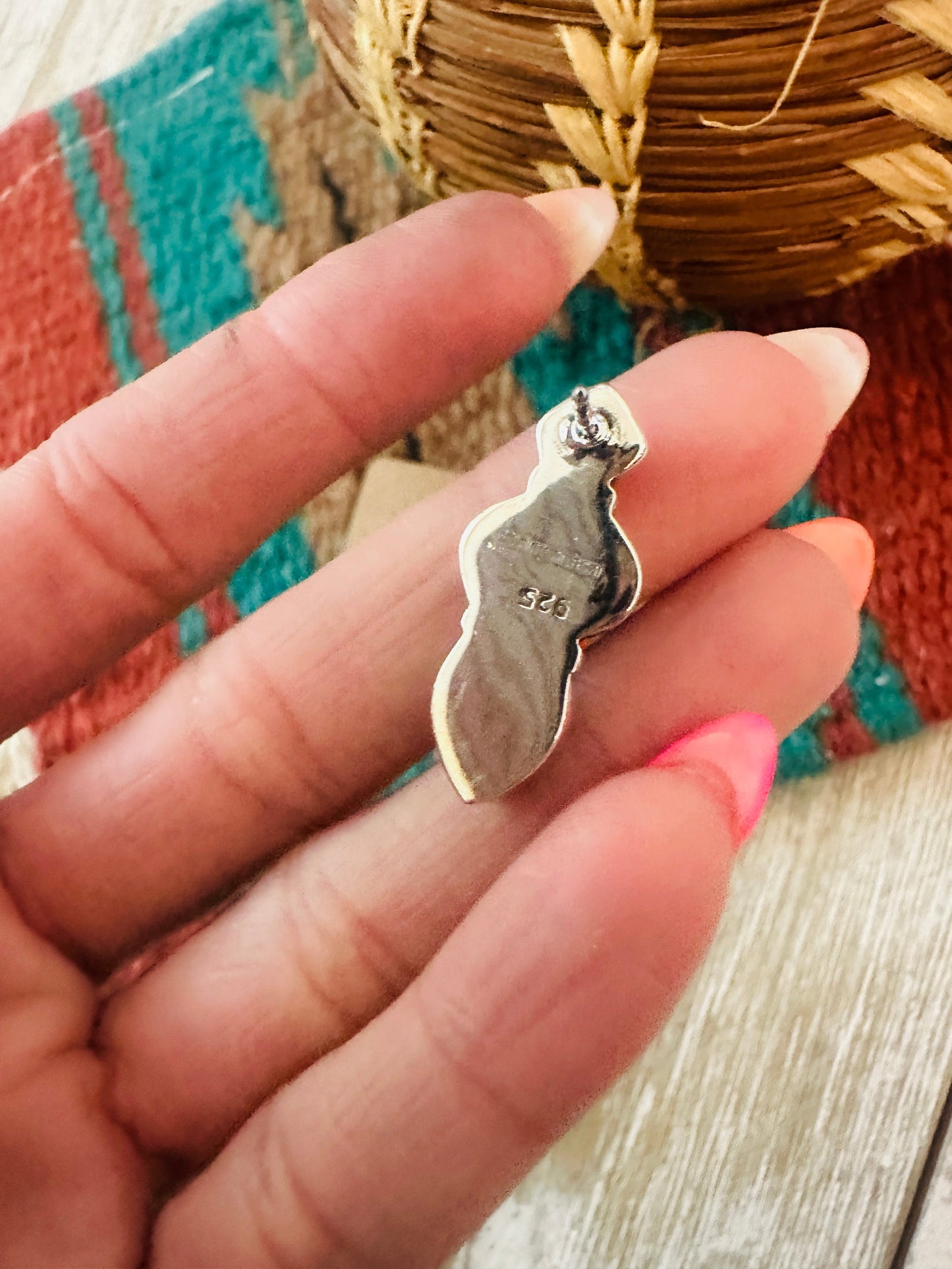 ** Christmas Collection ** Handmade Sterling Silver, Coral & Turquoise Earrings Signed Nizhoni
