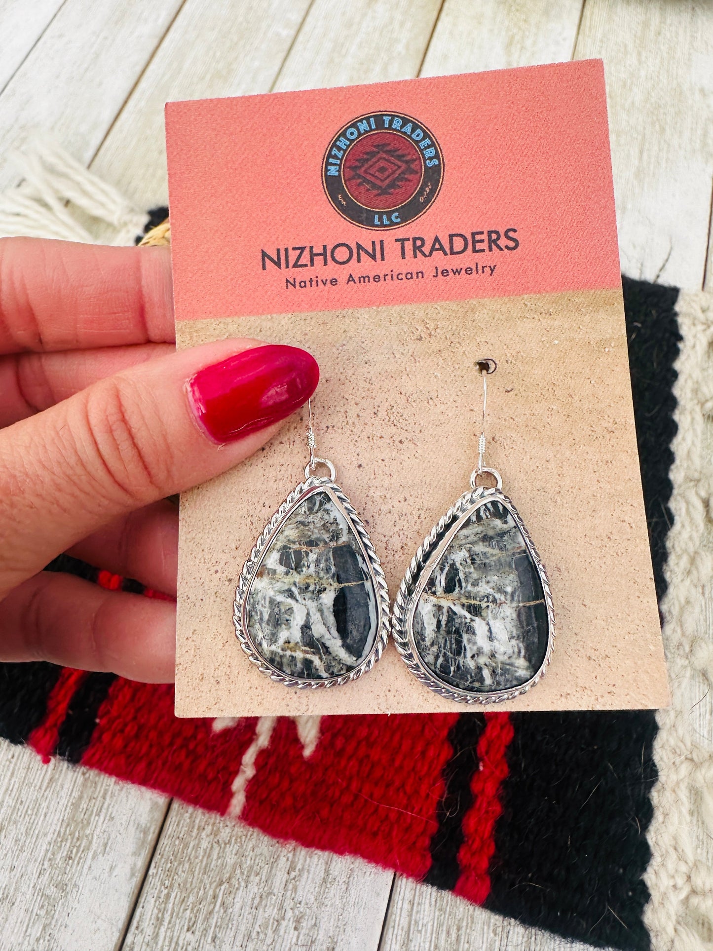 Handcrafted White Buffalo & Sterling Silver Dangle Earrings