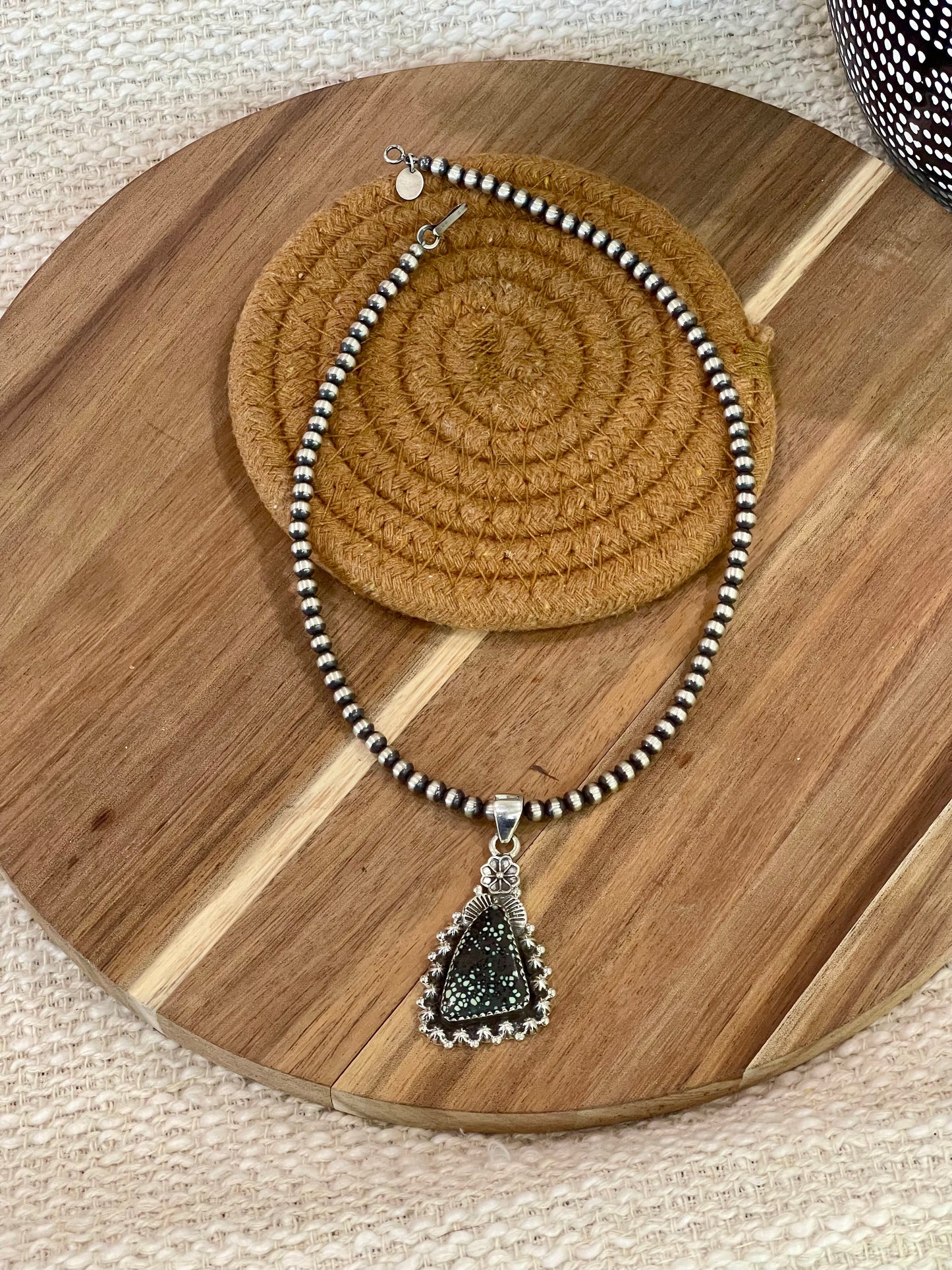 Beautiful Handmade Sterling Silver & New Lander Turquoise Pendant