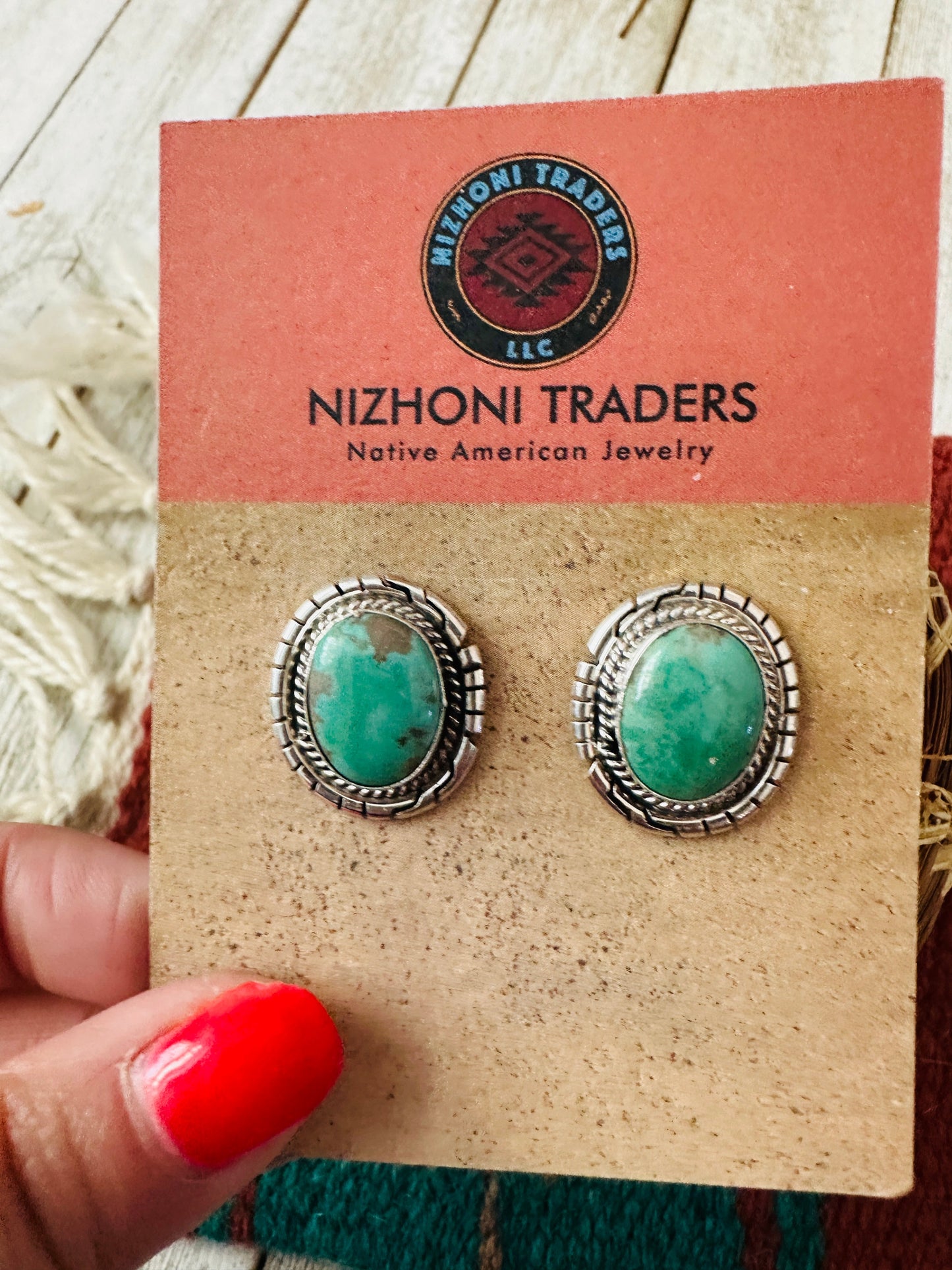 Handcrafted Turquoise & Sterling Silver Post Earrings