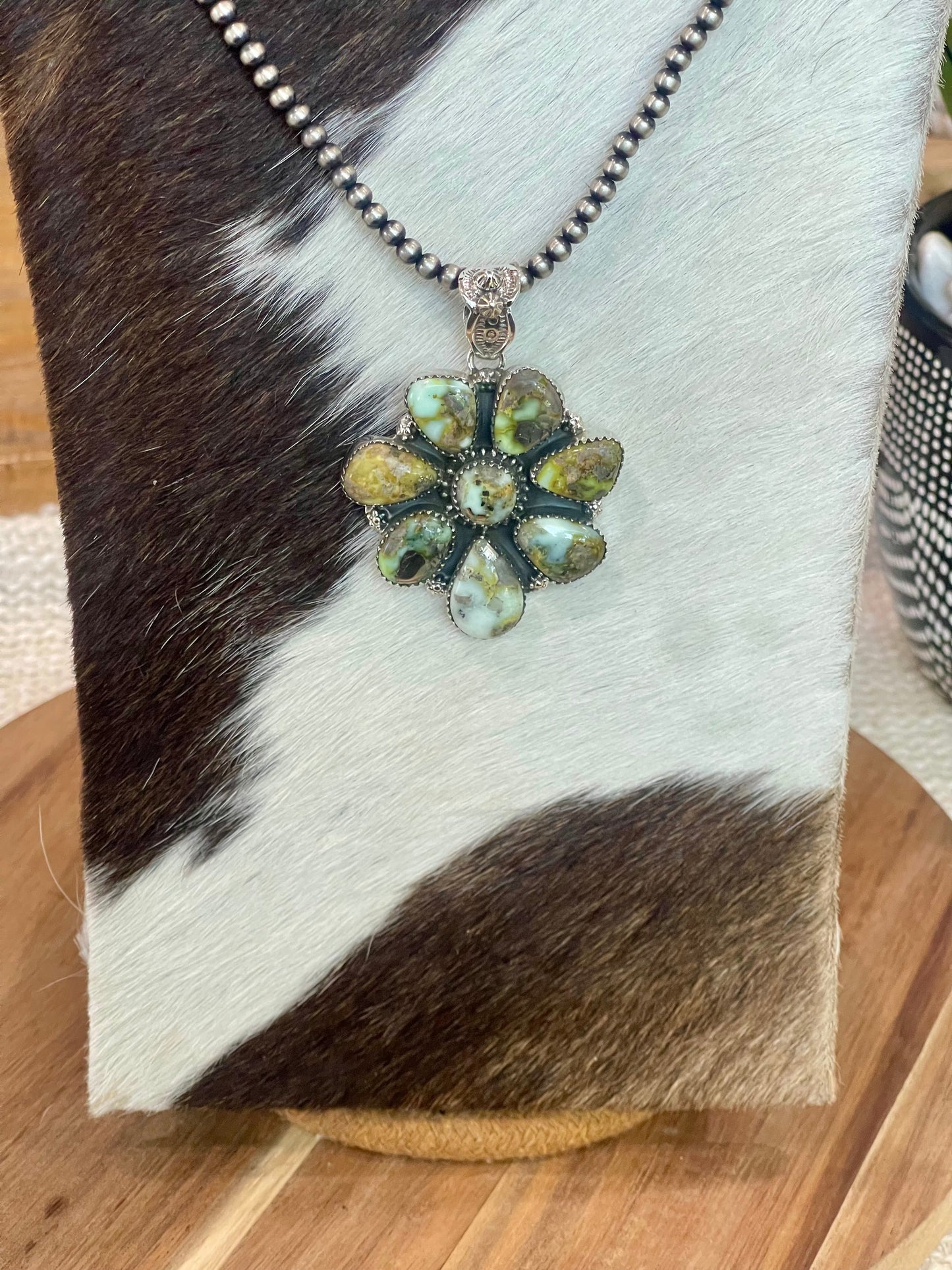 Handcrafted Sterling Silver & Palomino Cluster Pendant