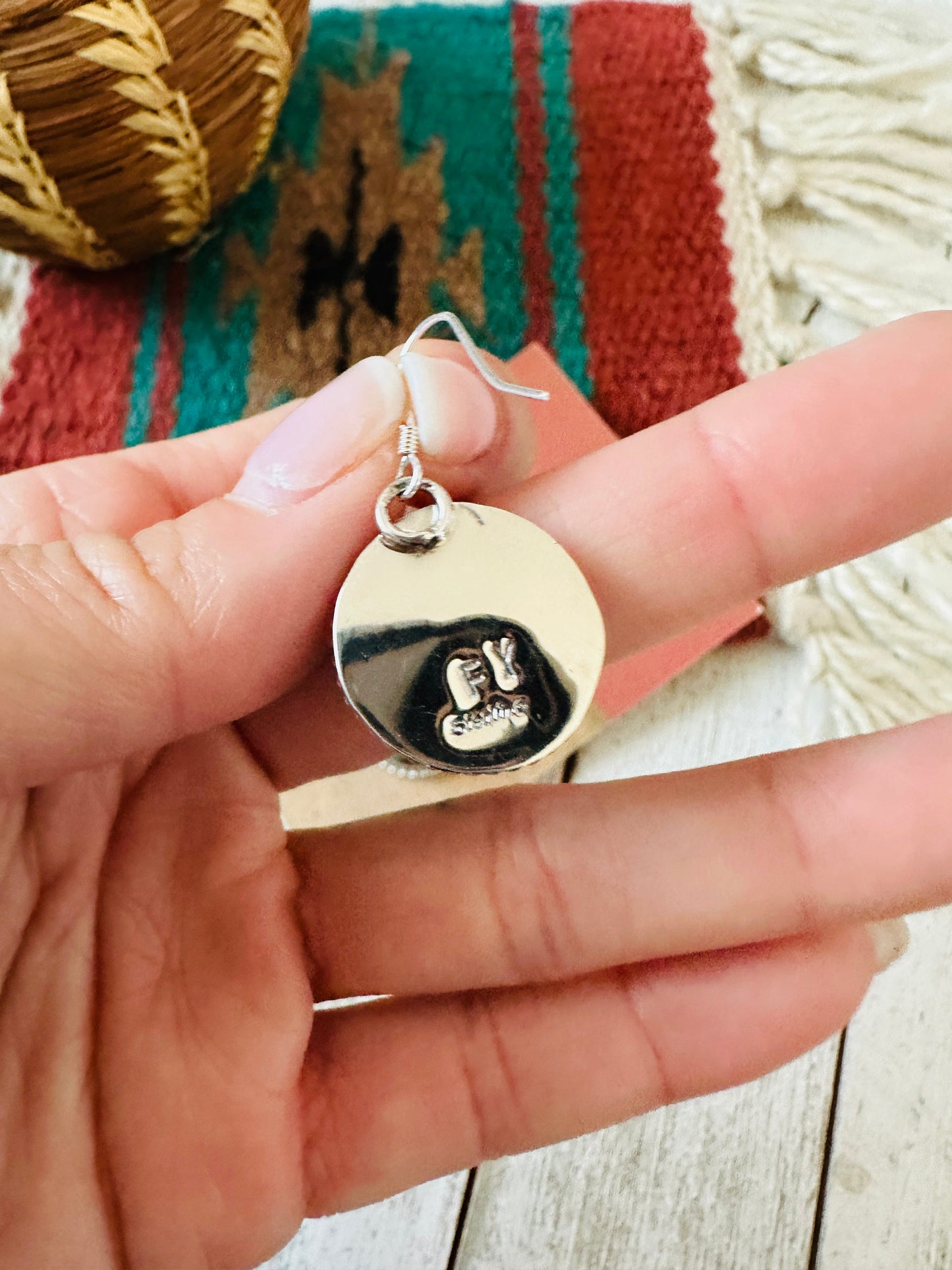 Handcrafted Turquoise & Sterling Silver Circle Dangle Earrings
