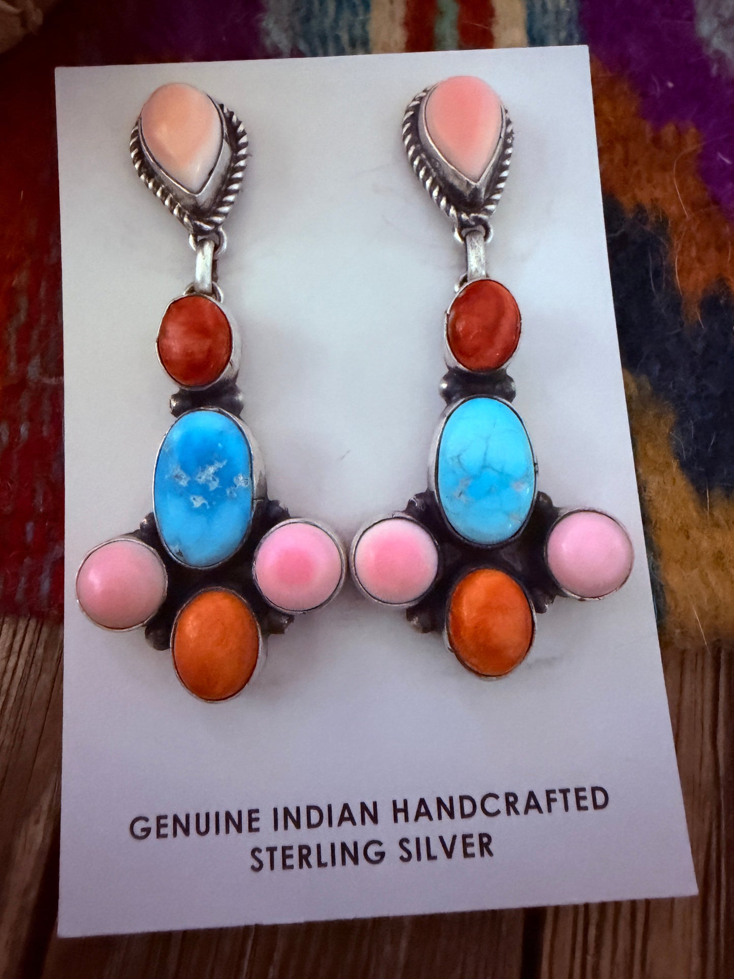 Handcrafted Multi Stone & Sterling Silver Dangle Earrings