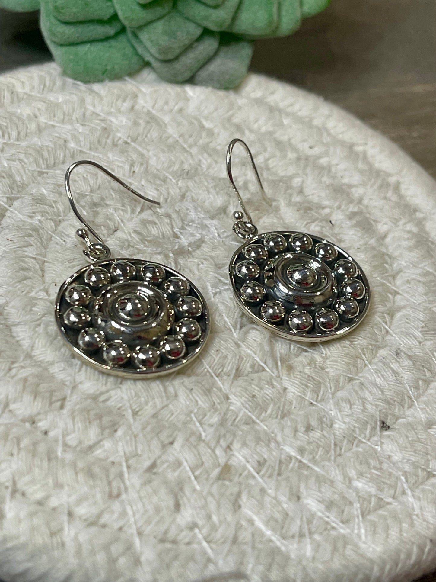Handmade Sterling Silver Ball  Dangle Earrings