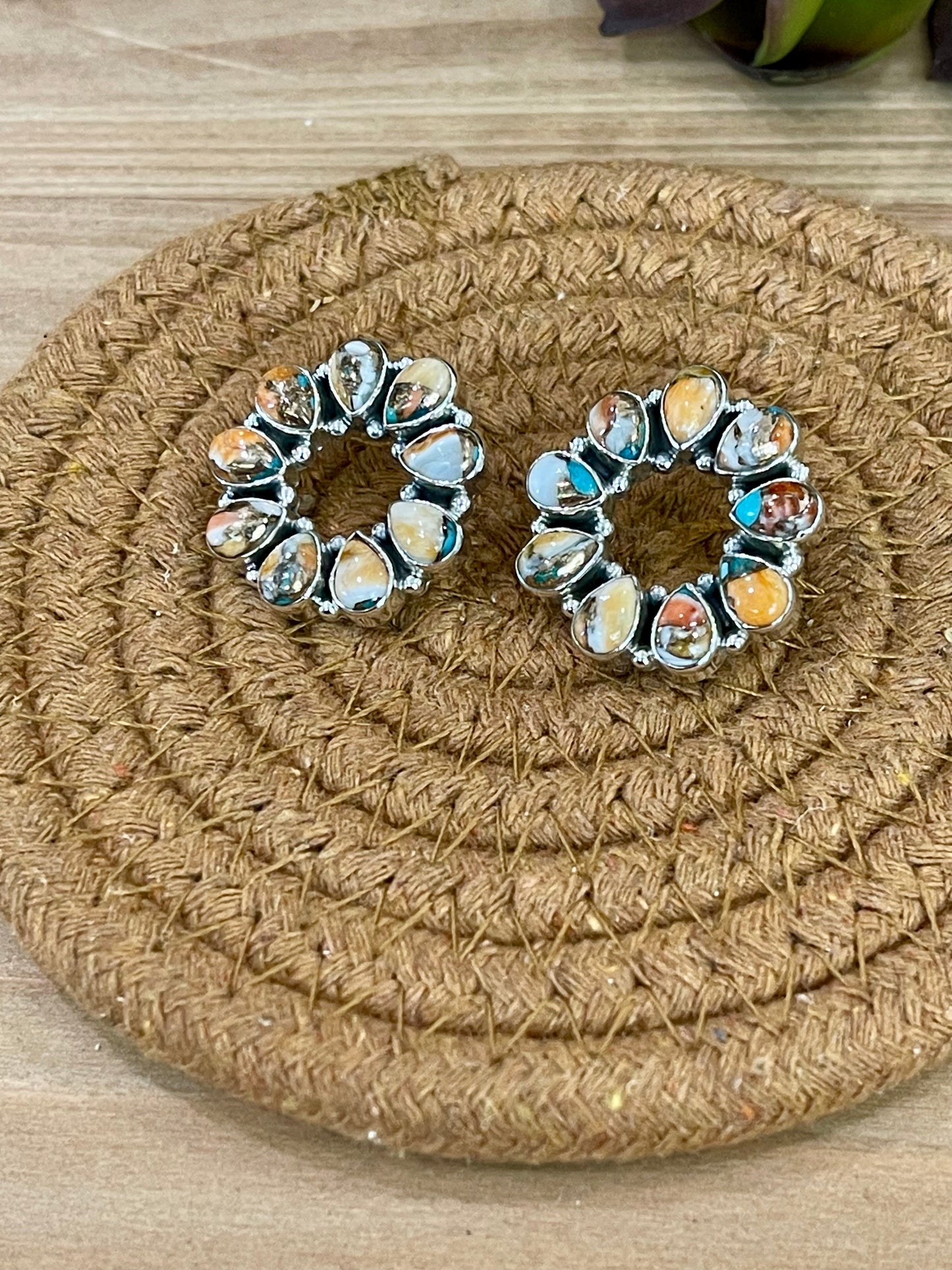 Handmade Spice & Sterling Silver Earrings more orange