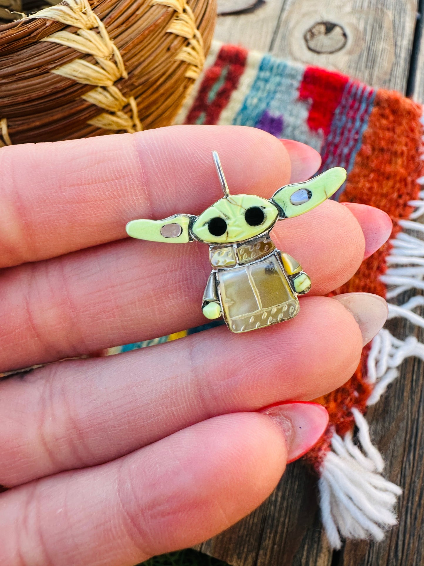 Handcrafted Sterling Silver and Multi Stone Character Pendant