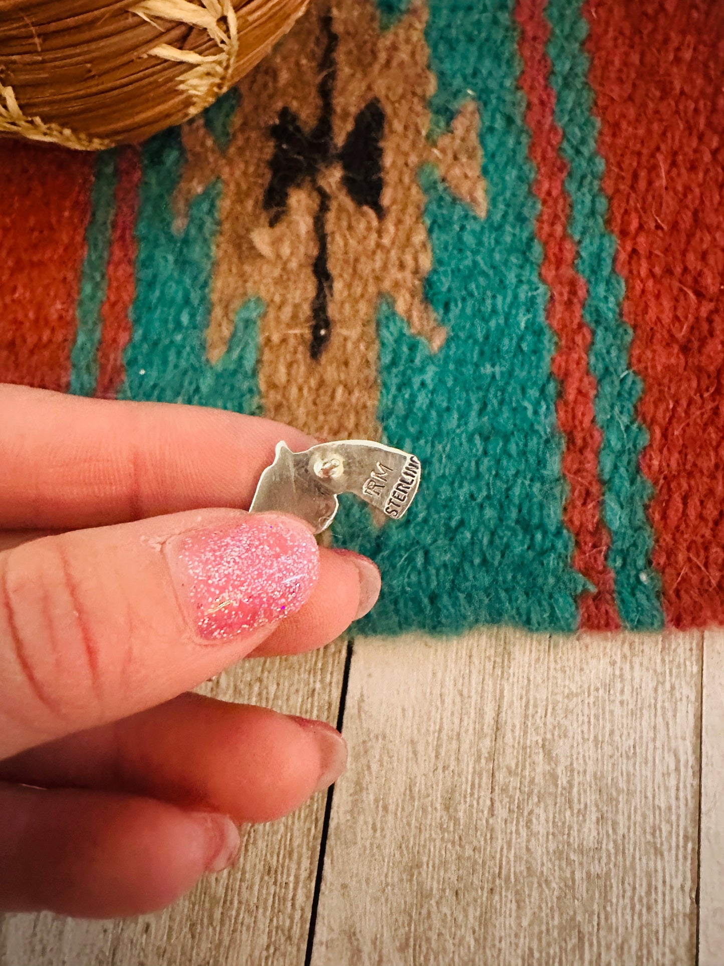 Handcrafted Turquoise And Sterling Silver Pistol Post Earrings