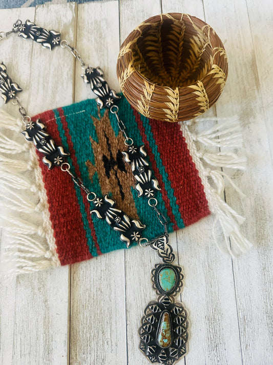 Handcrafted Sterling Silver & Royston Turquoise Necklace